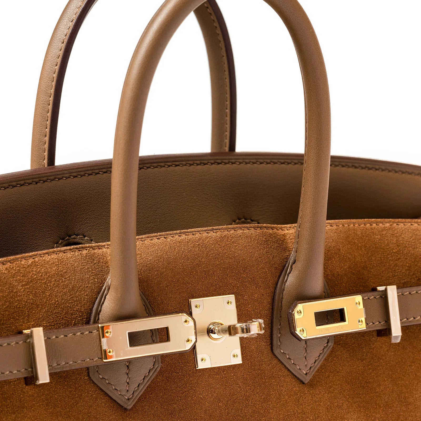 Hermès Birkin 25 Grizlly Chamois and Alezan Calf/Swift Permabrass Hardware