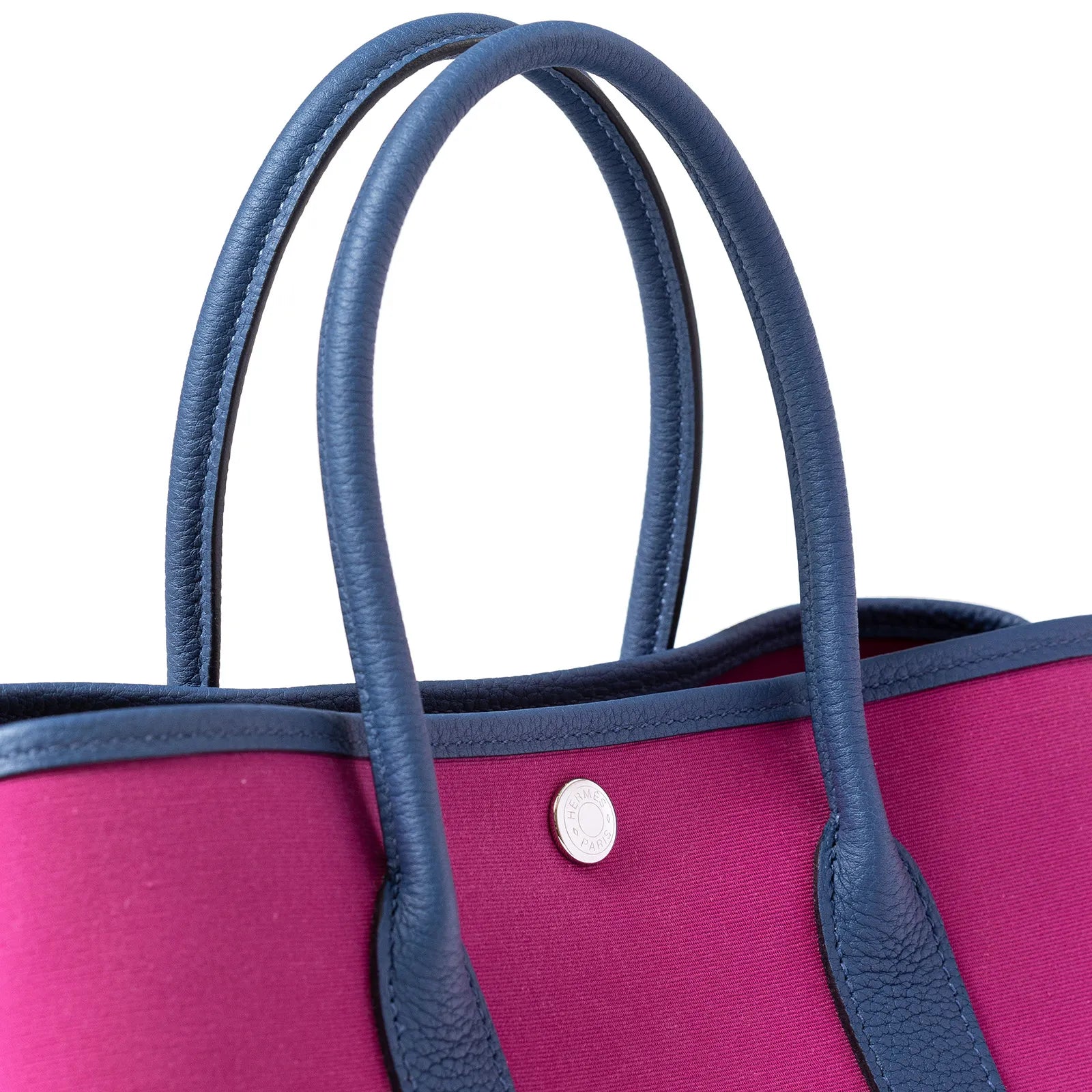Hermès Garden Party 30 Magnolia/Bleu Brighton Canvas Palladium Hardware