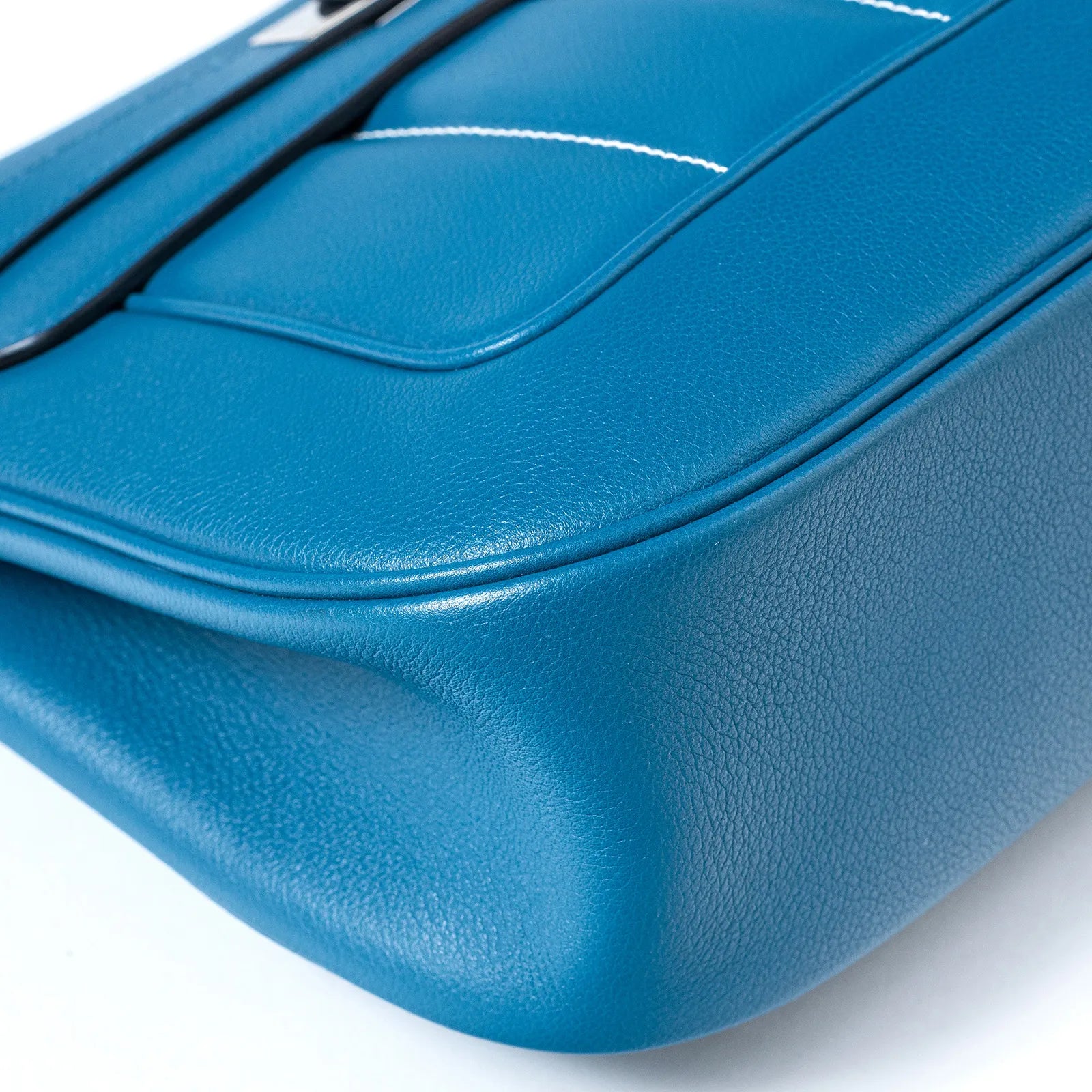 Hermès Berline 28 Blue Evercolor Palladium Hardware