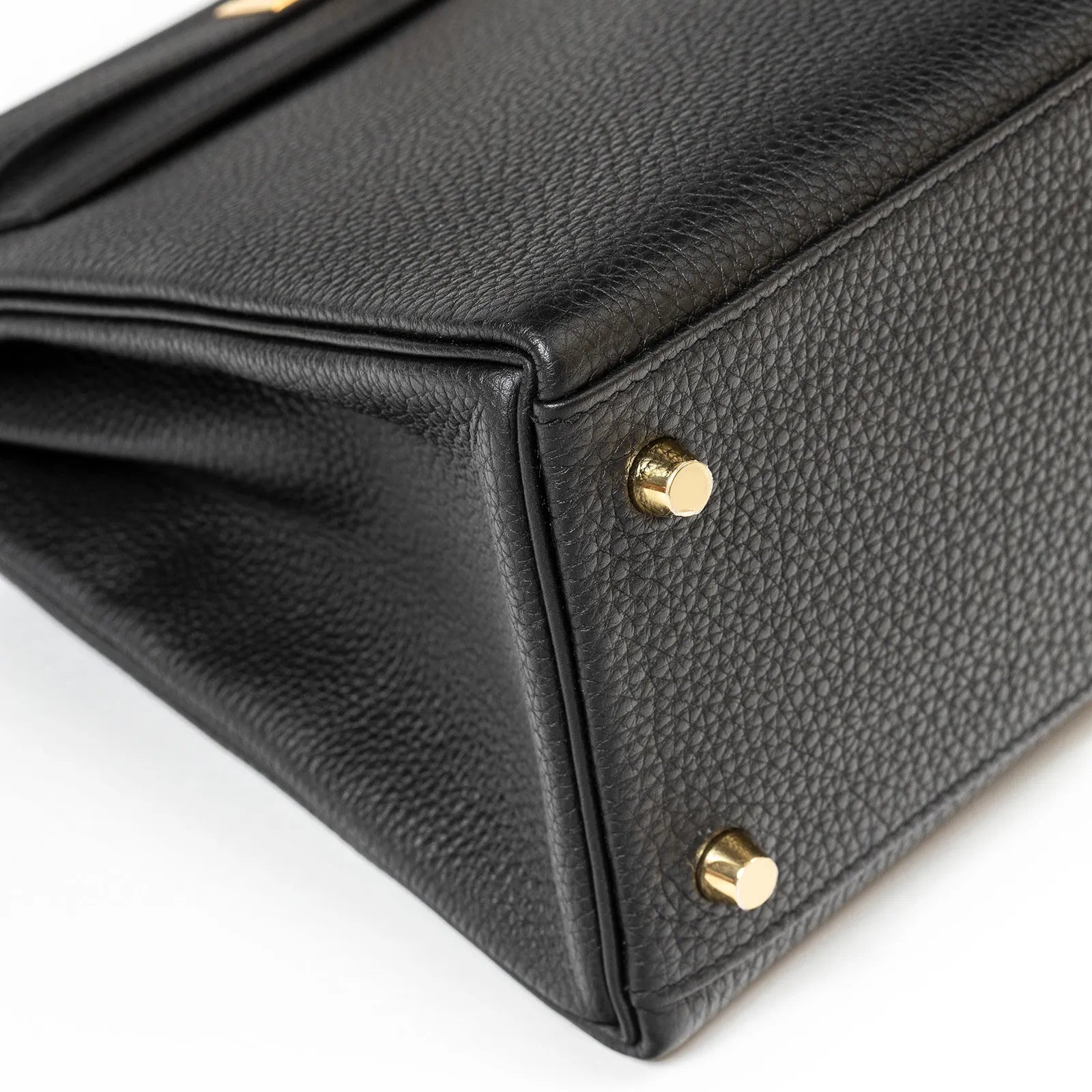 Hermès Kelly Retourne 28 Black Togo and Matte Porosus Crocodile Touch Gold Hardware