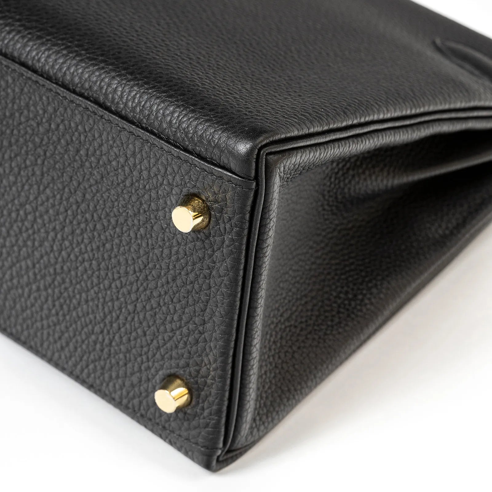 Hermès Kelly Retourne 28 Black Togo and Matte Porosus Crocodile Touch Gold Hardware