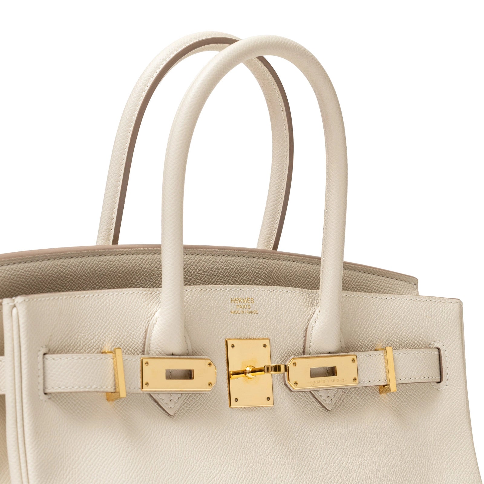 Hermès Birkin 30 Craie Epsom Gold Hardware - Close Up