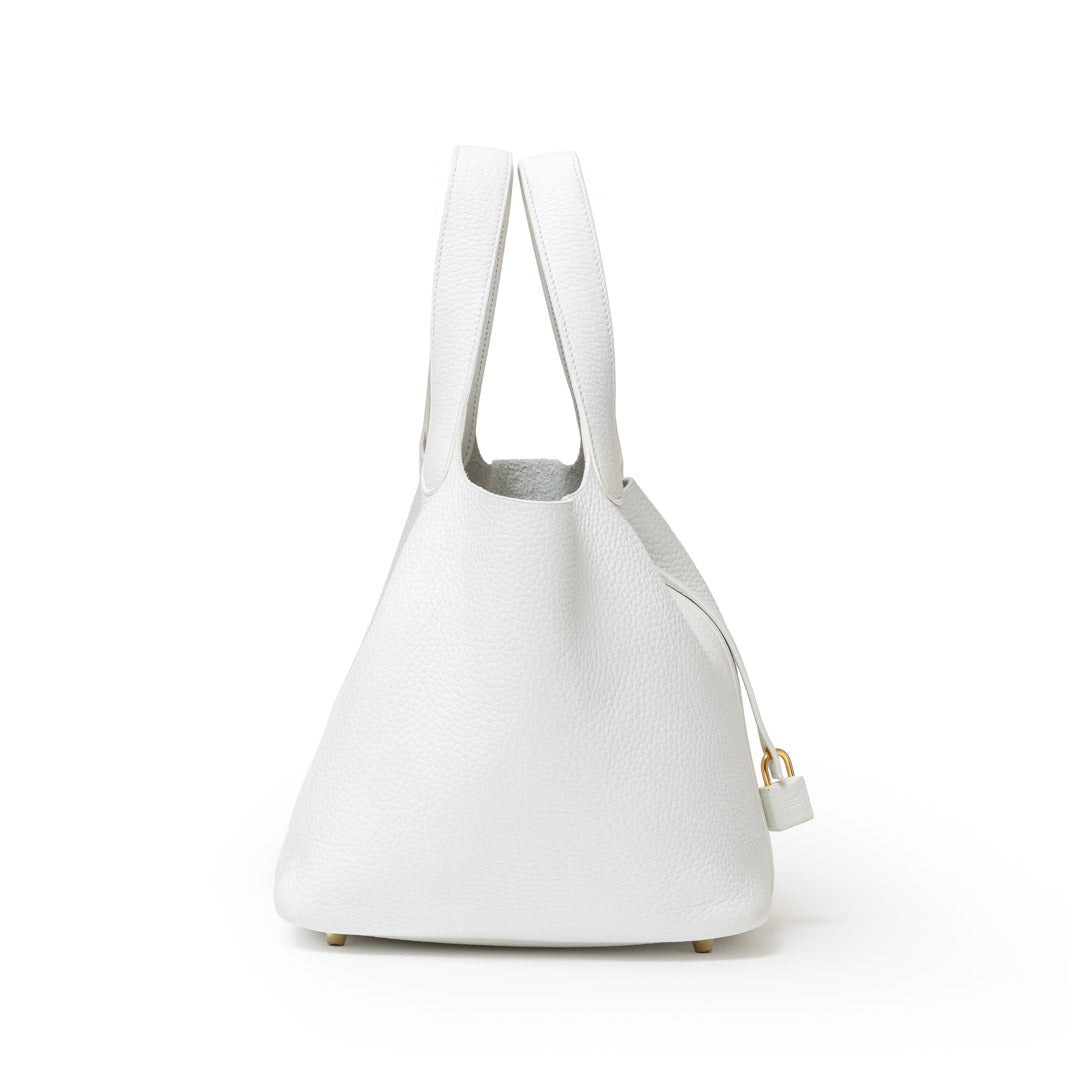 Hermès Picotin 22 New White Clemence Leather Hardware - Left