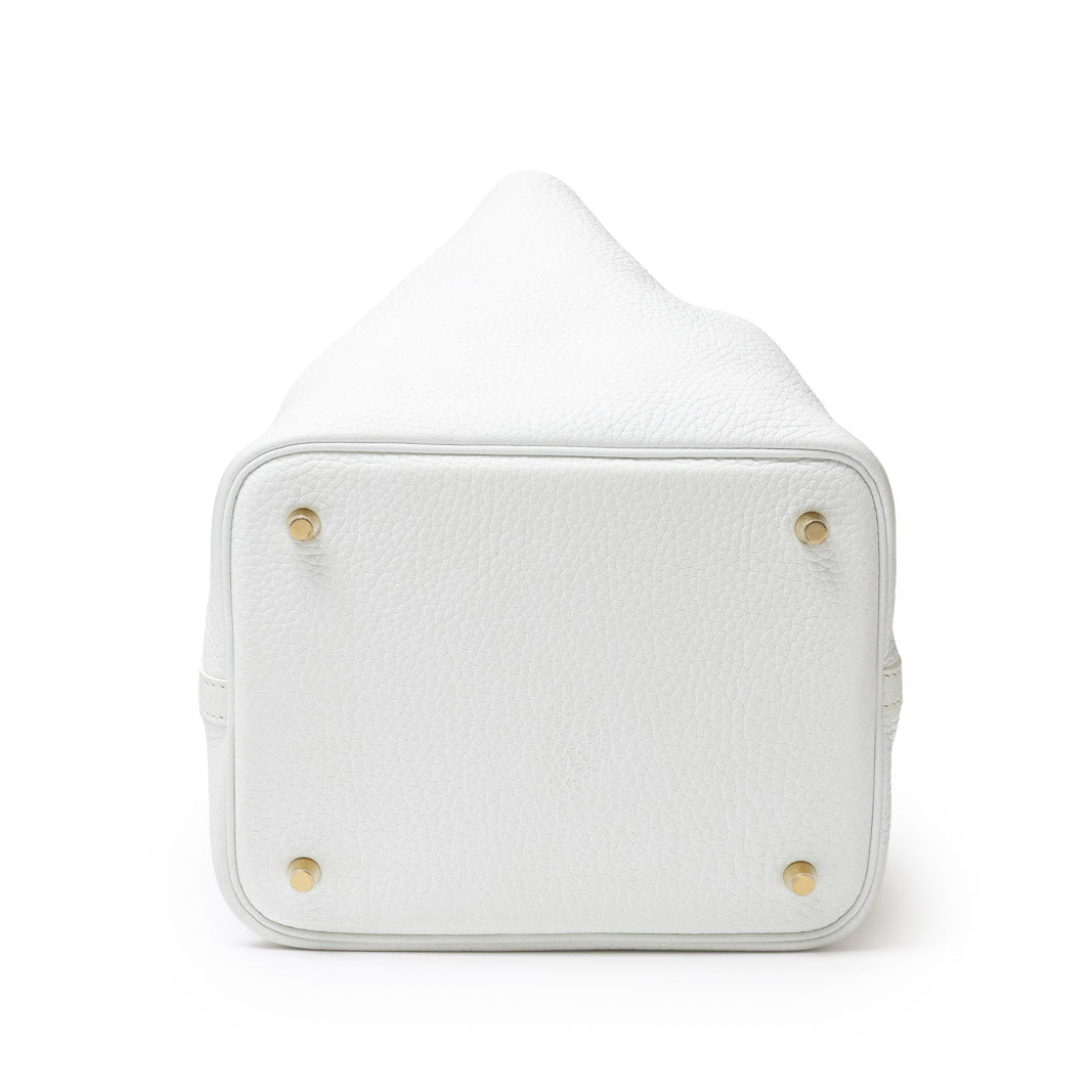 Hermès Picotin 22 New White Clemence Leather Hardware - Bottom