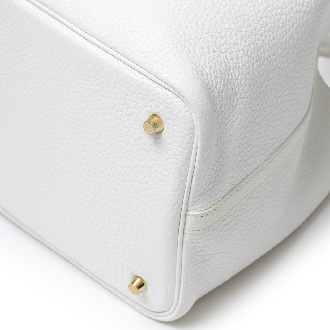 Hermès Picotin 22 New White Clemence Leather Hardware - Front Corner Right