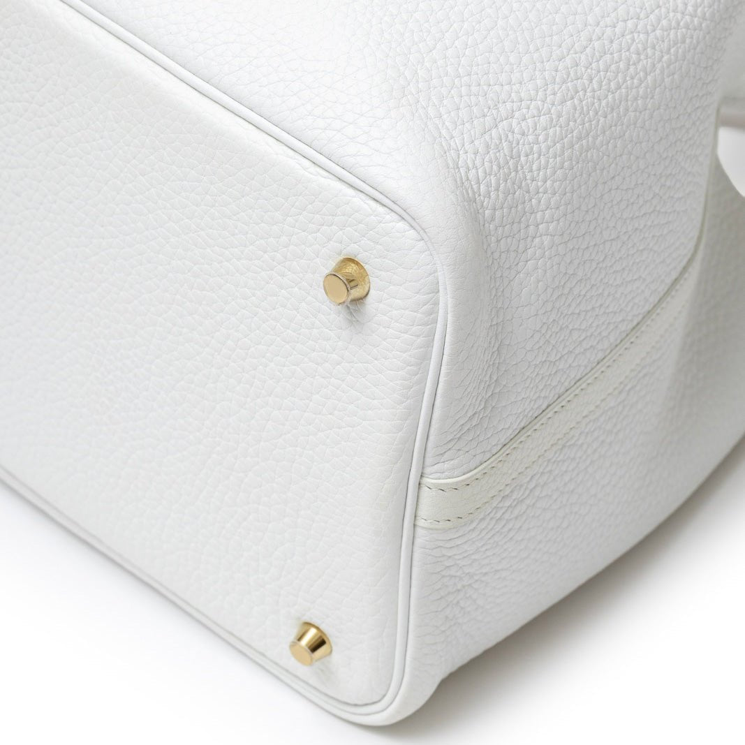 Hermès Picotin 22 New White Clemence Leather Hardware - Front Corner Right