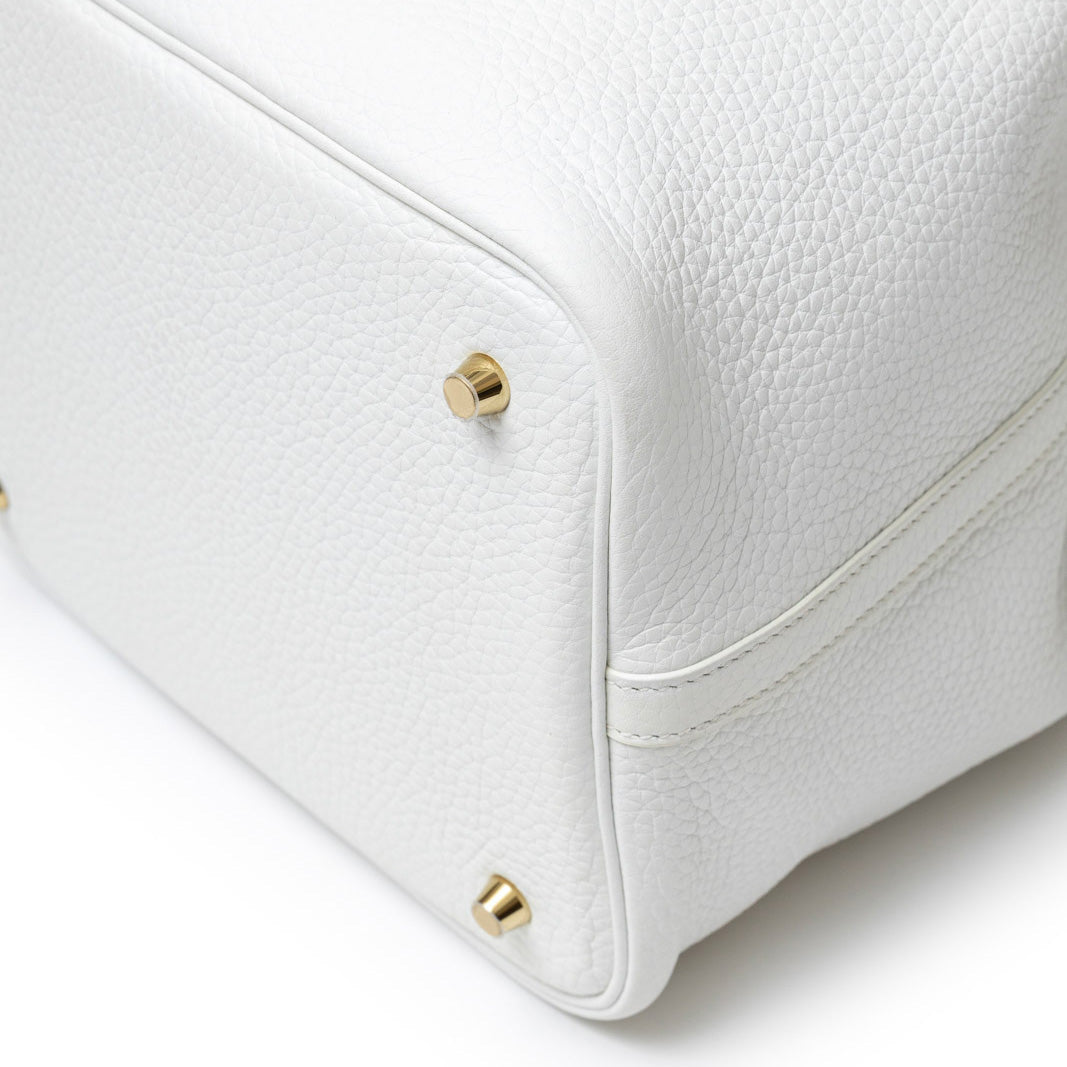 Hermès Picotin 22 New White Clemence Leather Hardware - Back Corner Right