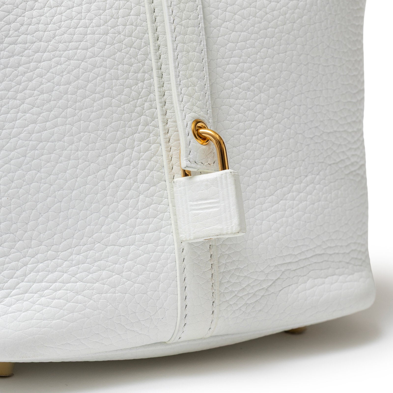 Hermès Picotin 22 New White Clemence Leather Hardware - Close Up