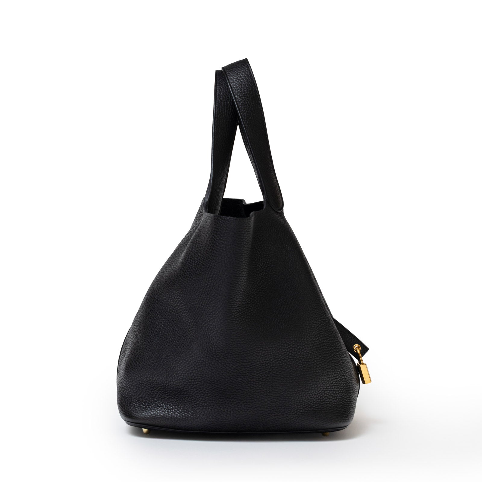Hermès Picotin 26 Black Clemence Gold Hardware - Side Left