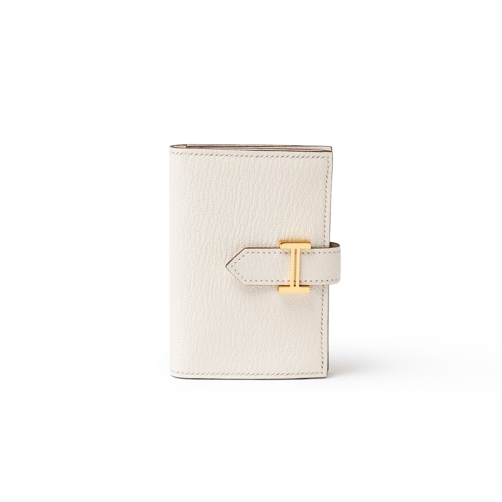 Hermès Mini Bearn Wallet Nata Chevre Mysore Gold Hardware - Front