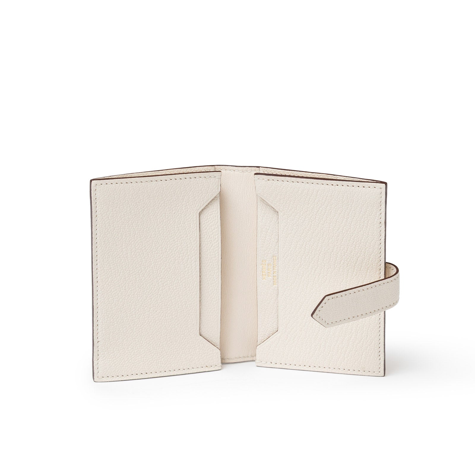 Hermès Mini Bearn Wallet Nata Chevre Mysore Gold Hardware - Close Up