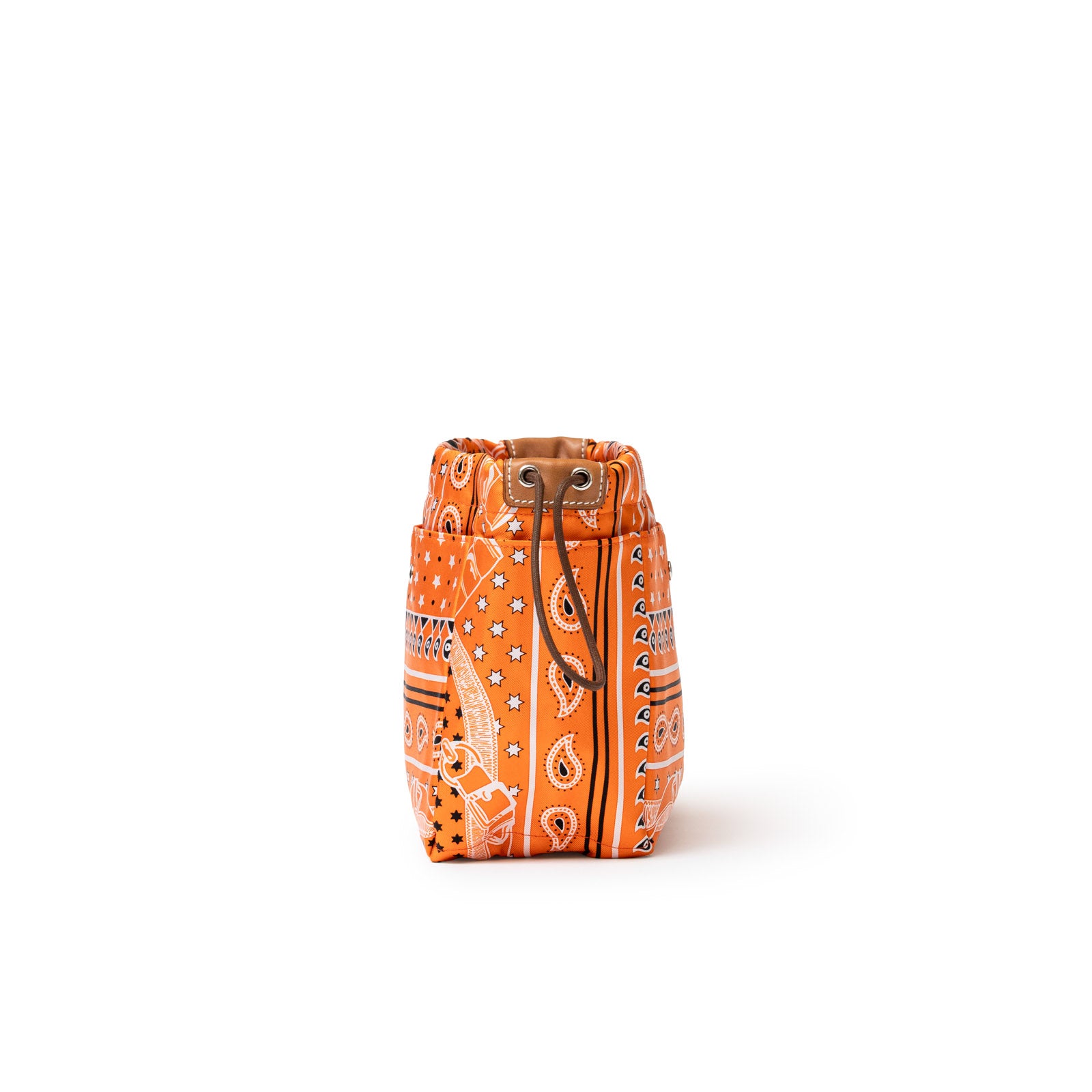Hermès Fourbi 25 pouch Orange Nylon/Silk Barenia Palladium Hardware - Side Left