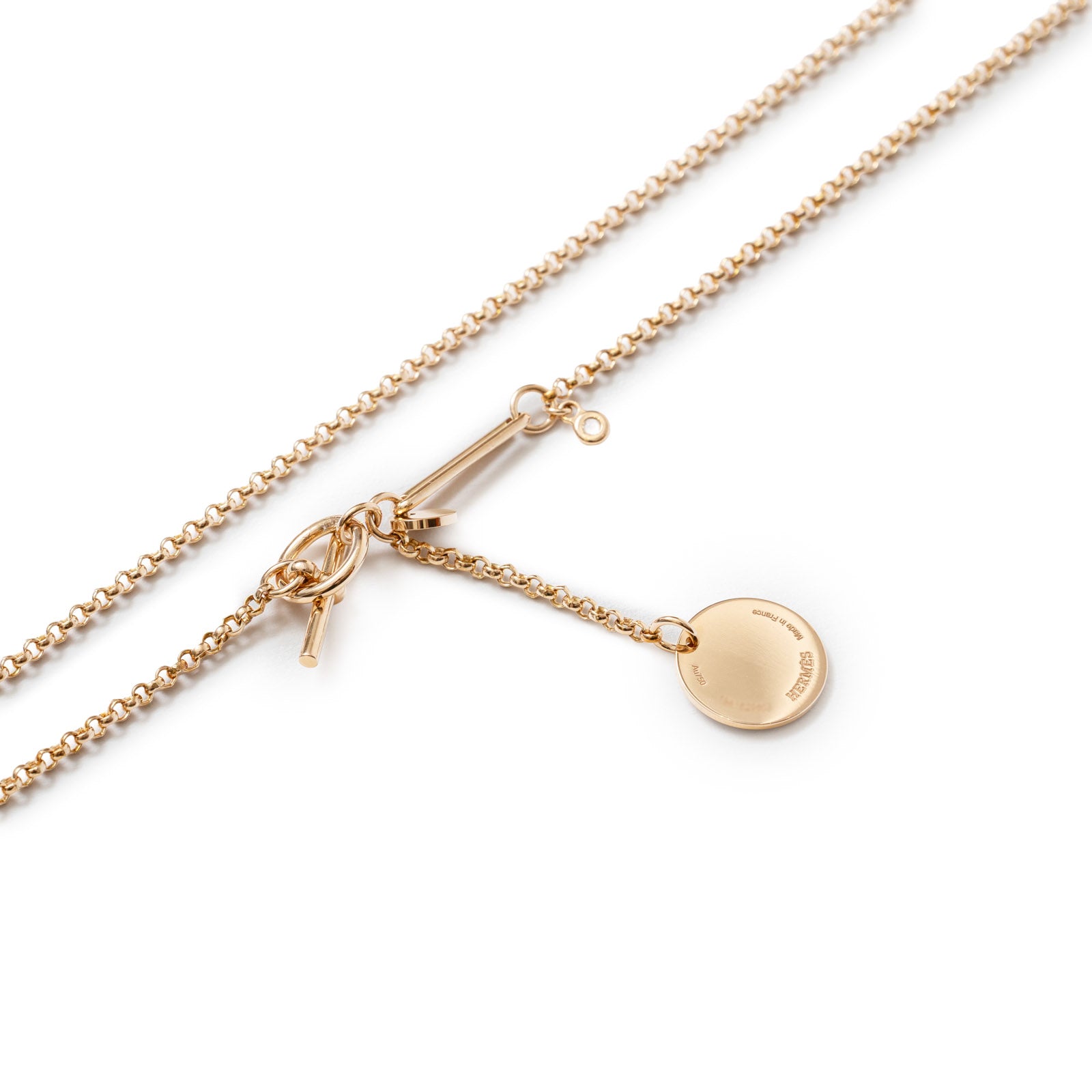 Hermès Ex-Libris Diamond Pendant Necklace Small model Rose Gold Au750 - Close Up Back