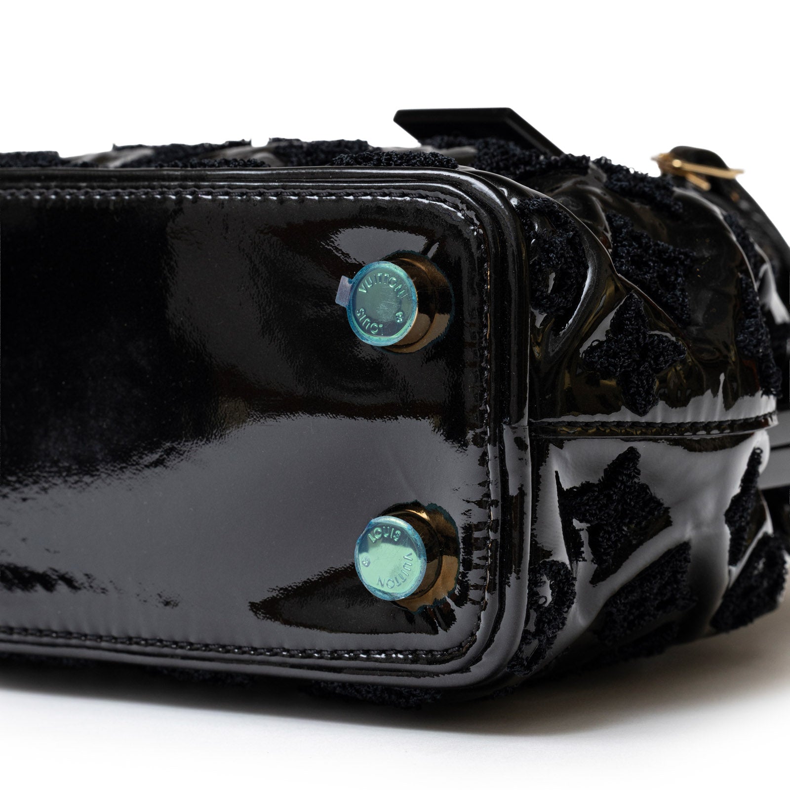 Louis Vuitton Fascination Lockit BB Black Patent Lambskin Gold Hardware - Corner Right