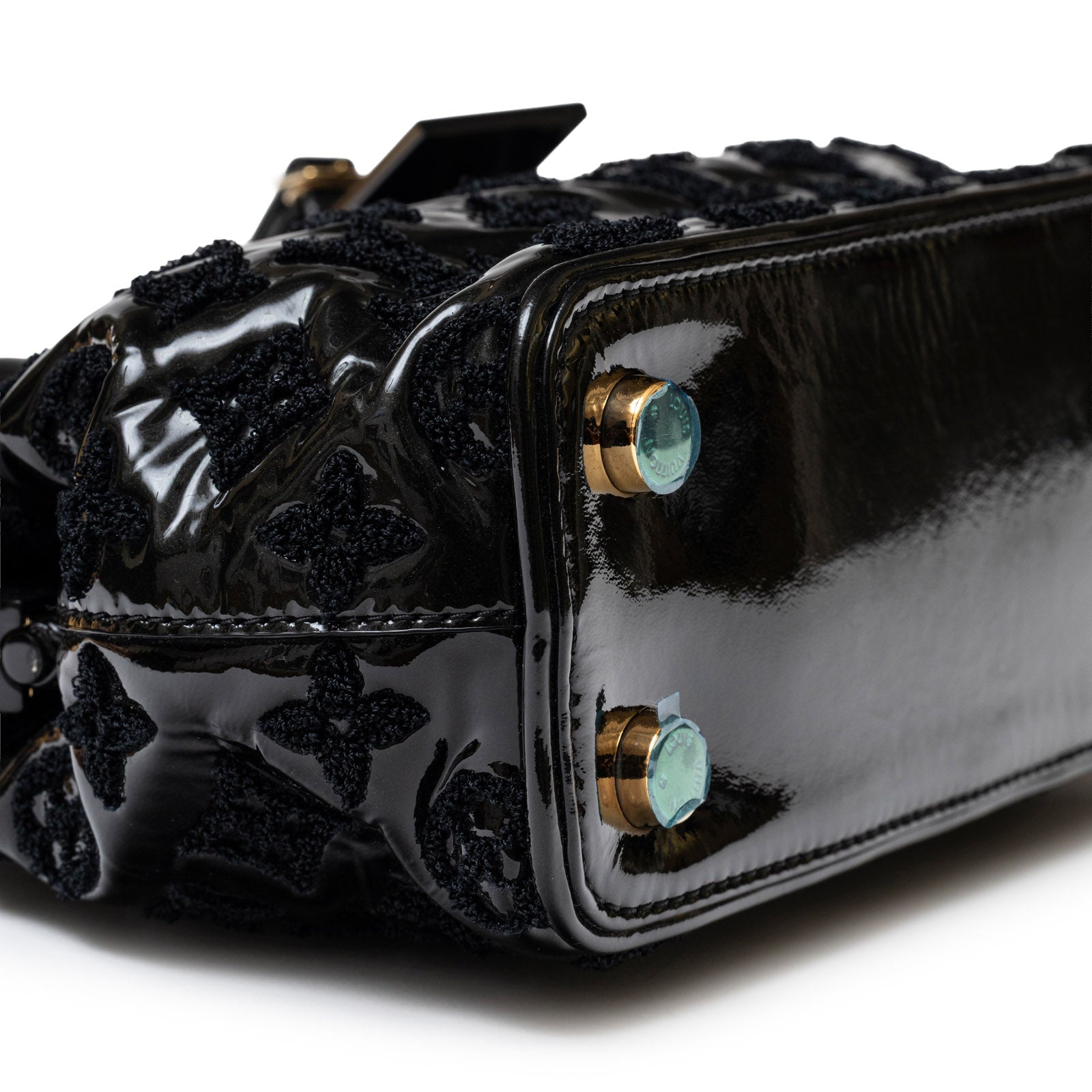 Louis Vuitton Fascination Lockit BB Black Patent Lambskin Gold Hardware - Corner Left