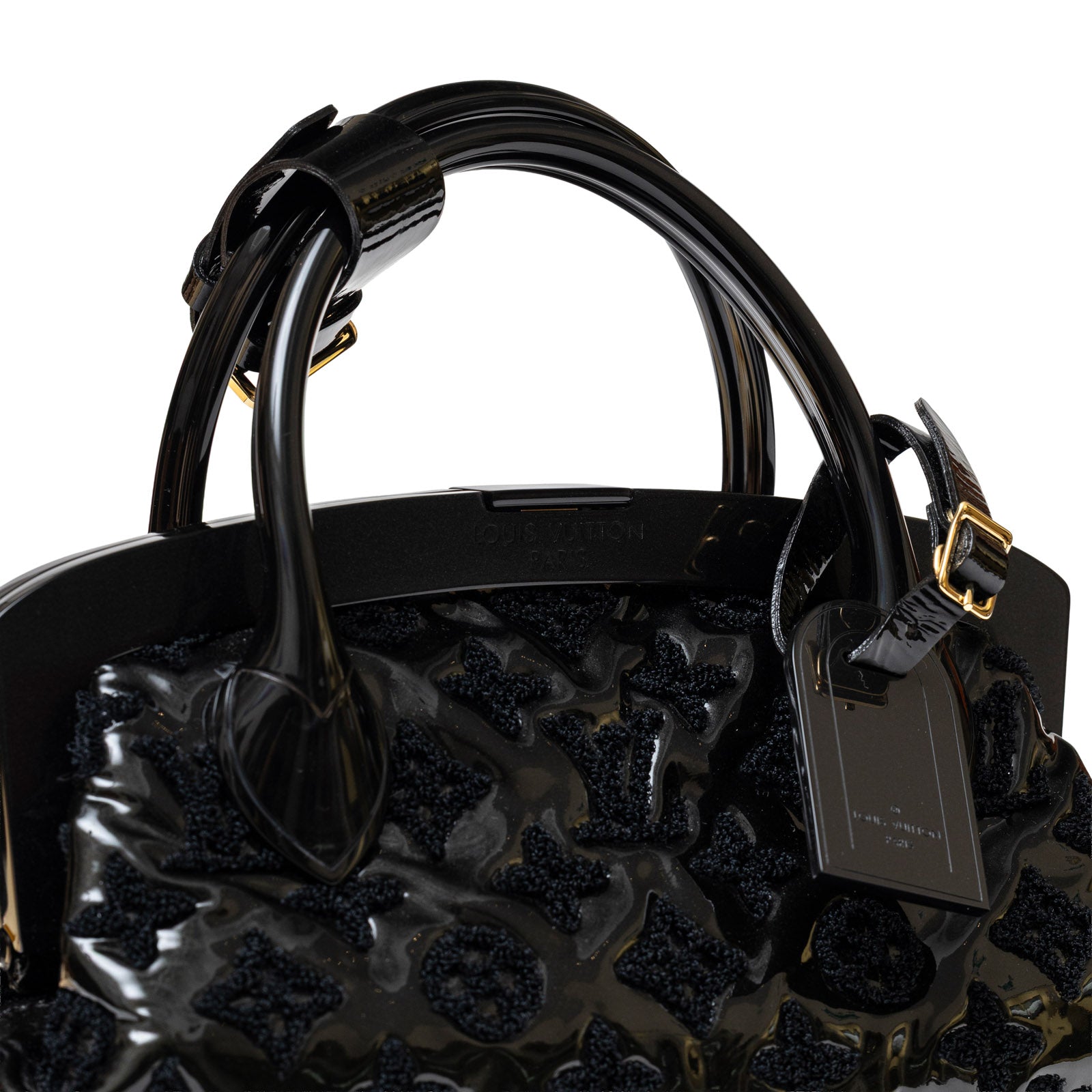 Louis Vuitton Fascination Lockit BB Black Patent Lambskin Gold Hardware - Close Up