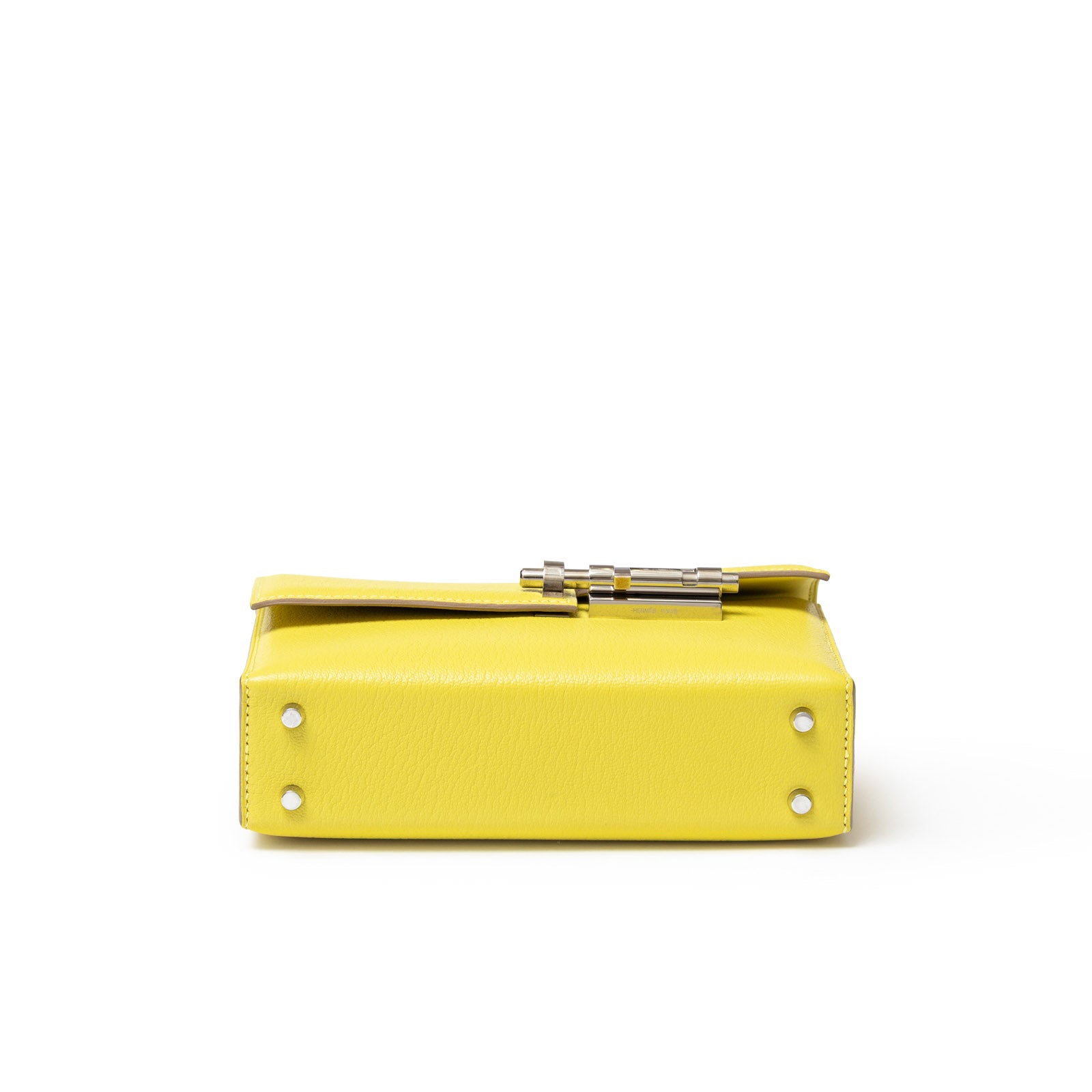 Hermès Mini Verrou Chaine Bag Lime Chevre Mysore Palladium Hardware - Bottom