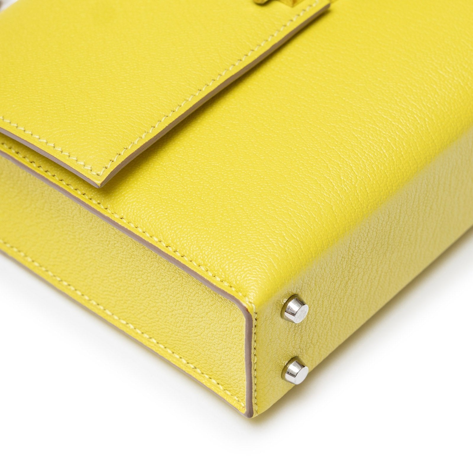 Hermès Mini Verrou Chaine Bag Lime Chevre Mysore Palladium Hardware - Front Corner Left