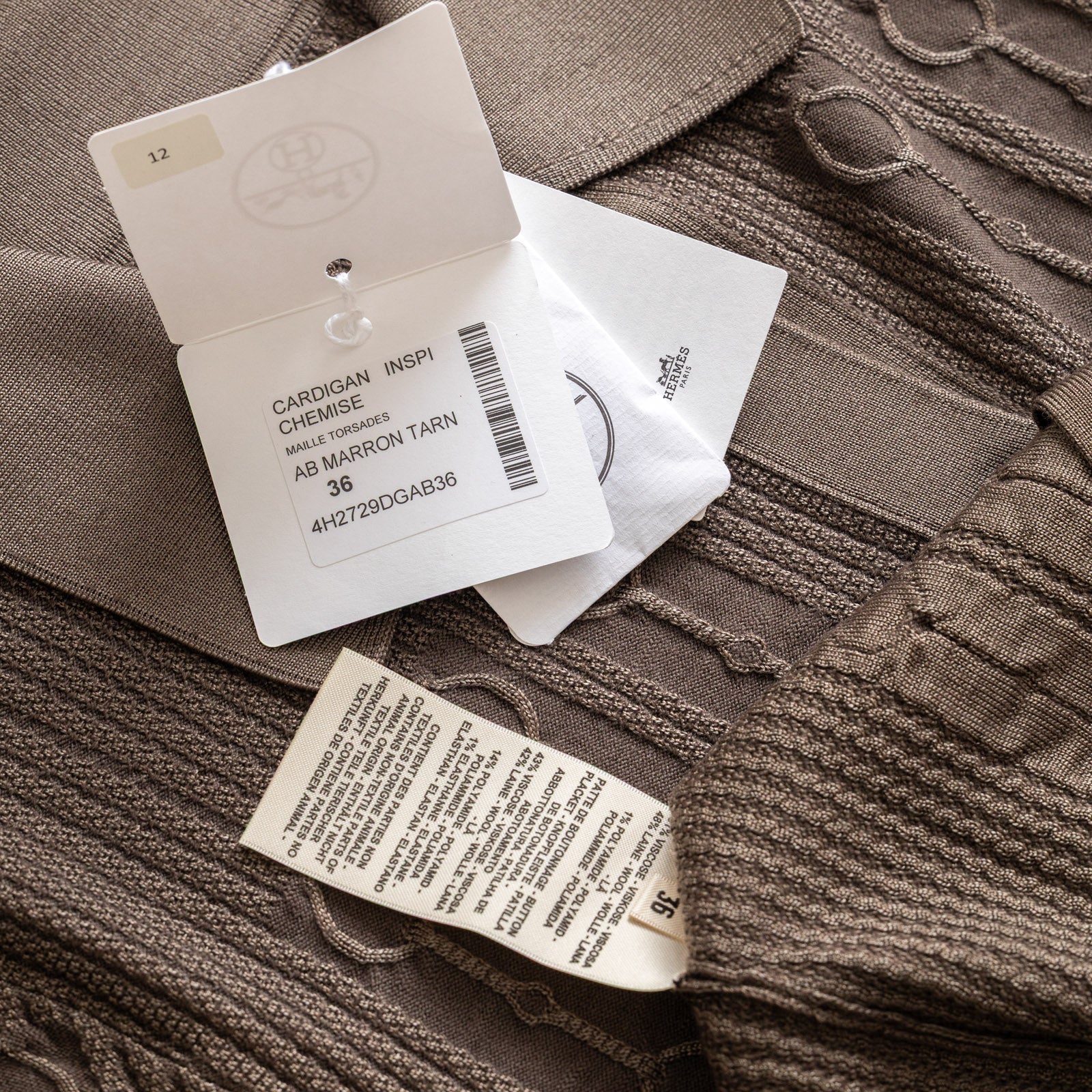 Hermès Inspiration Chemise Cardigan Marron Tarn - Detail
