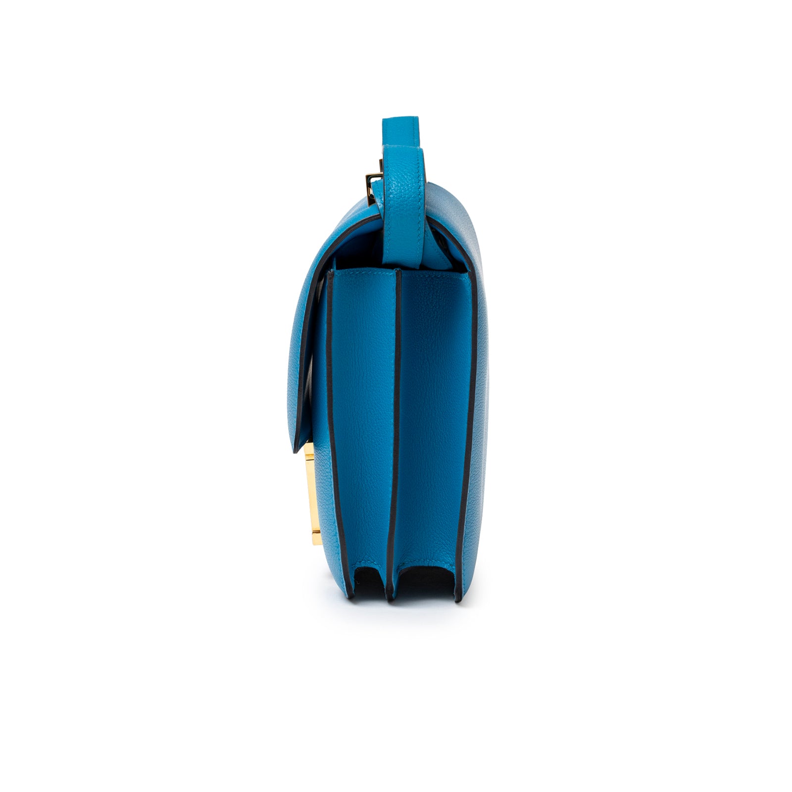 Hermès Constance 24 Blue Zanzibar Evercolor Gold Hardware left side view