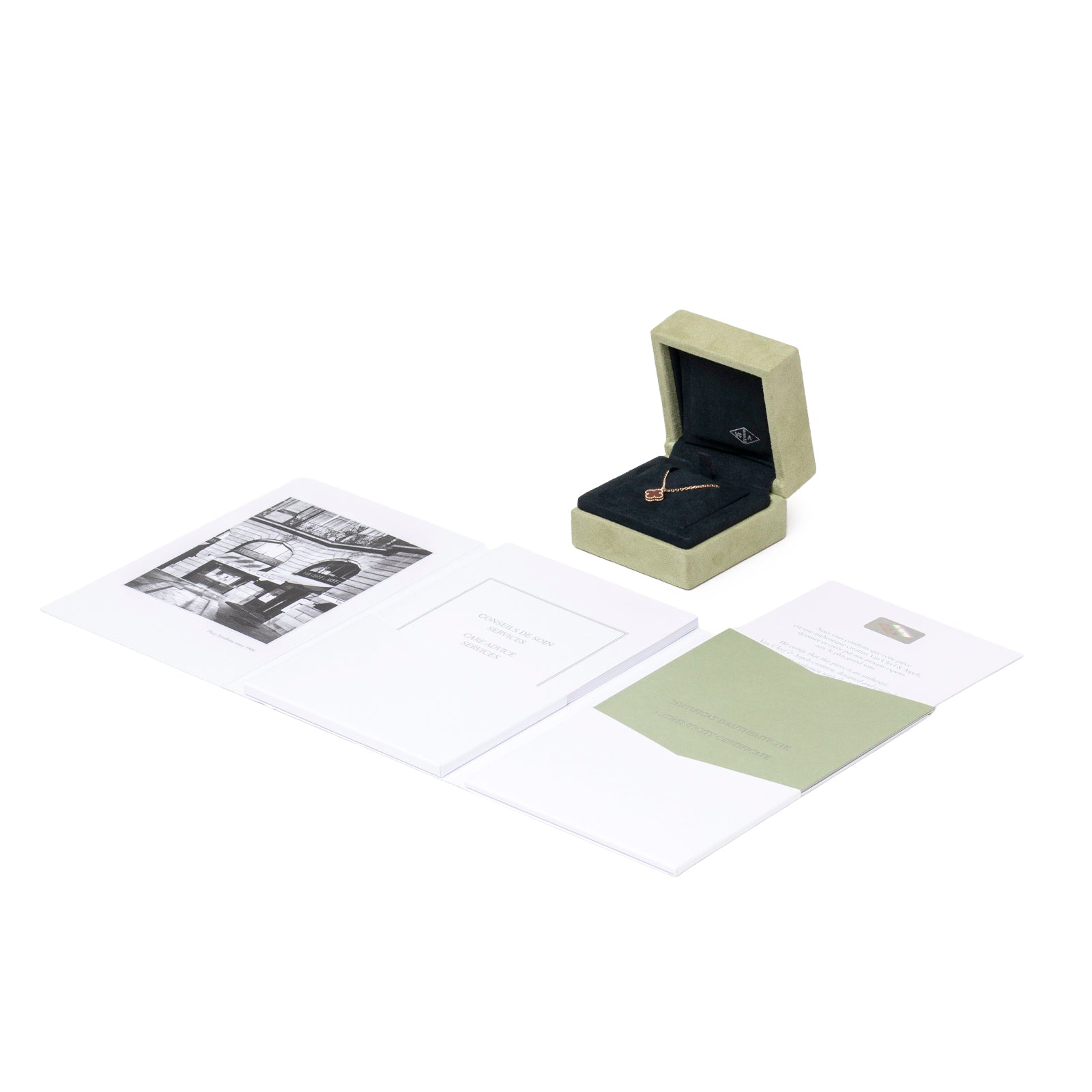 Van Cleef & Arpels Sweet Alhambra Pendant 18K Rose Gold Carnelian in box with certificate and carebook