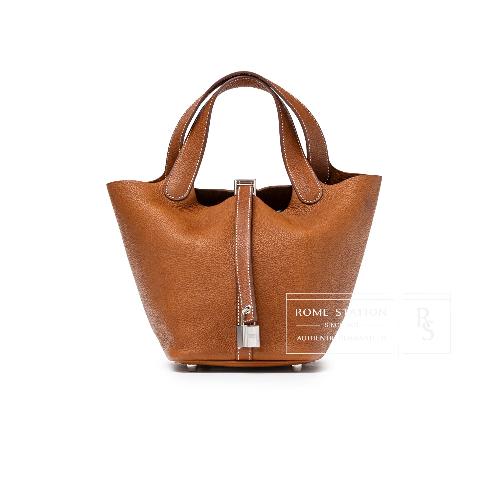Hermès Picotin 18 Fauve Barenia Faubourg Palladium Hardware front view
