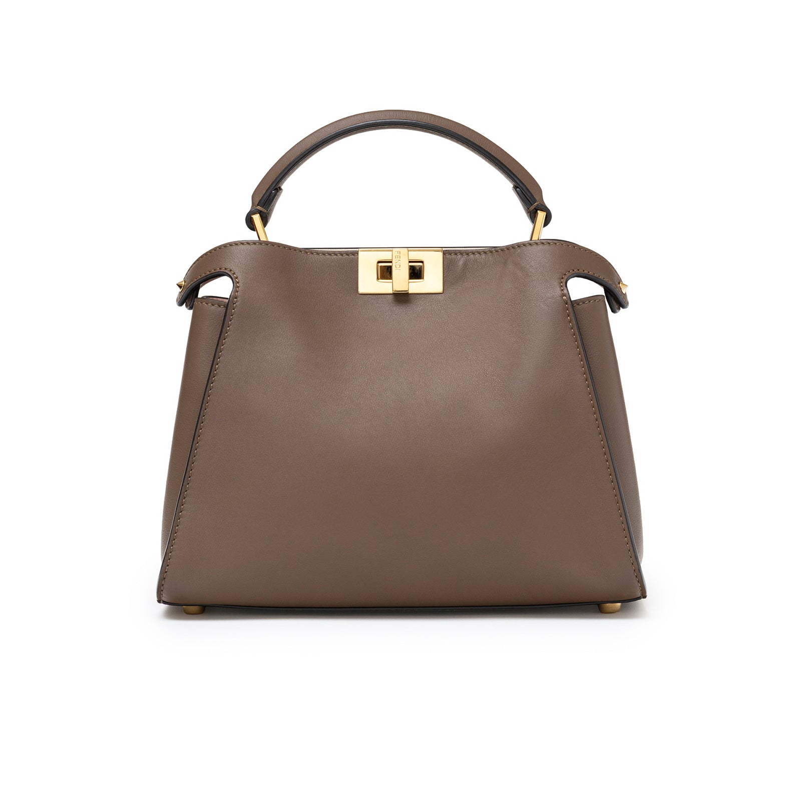 Back view of Fendi Peekaboo ISeeU Small Tricolour Etoupe/Beige/Rose Calfskin Gold Hardware handbag
