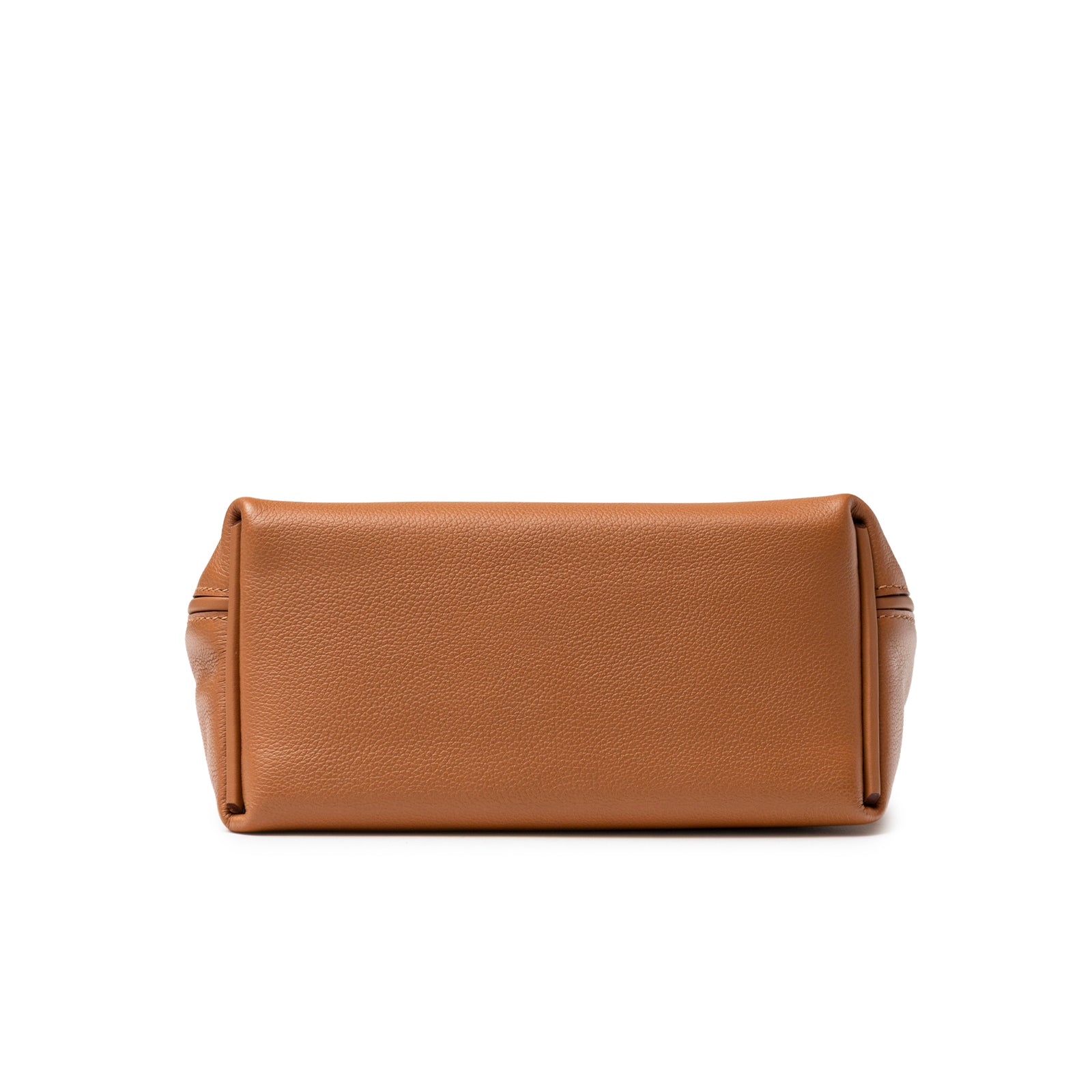 Bottom view of Hermès 24/24 21 Gold Evercolor Swift Gold Hardware showing smooth pebbled leather base