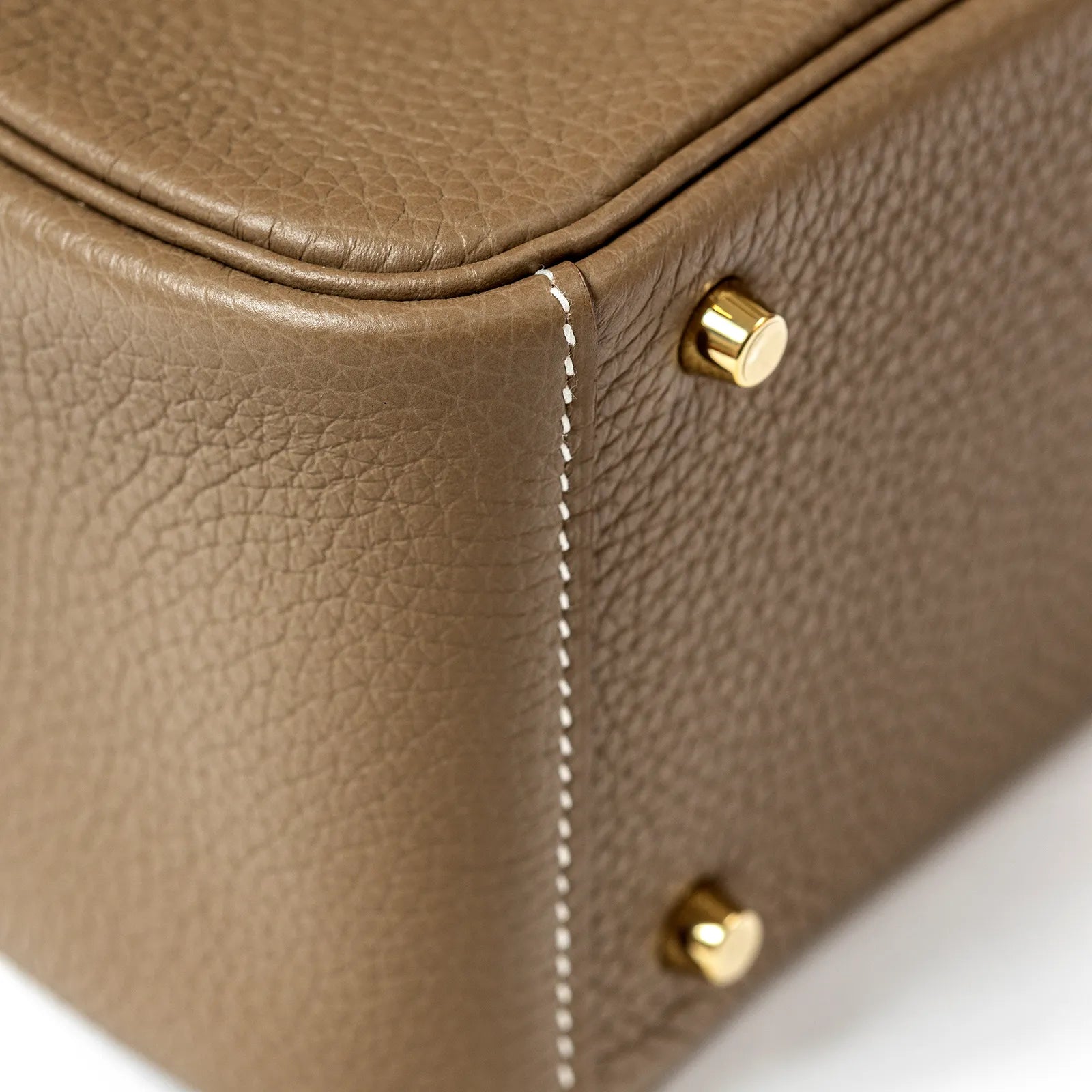 Hermès Mini Lindy II Etoupe Clemence Gold Hardware