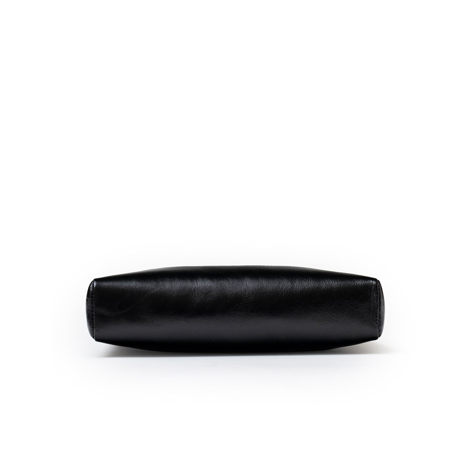 Bottom view of Chanel Mini 31 Shopping Tote Calfskin Black Gold Hardware showing smooth black leather base