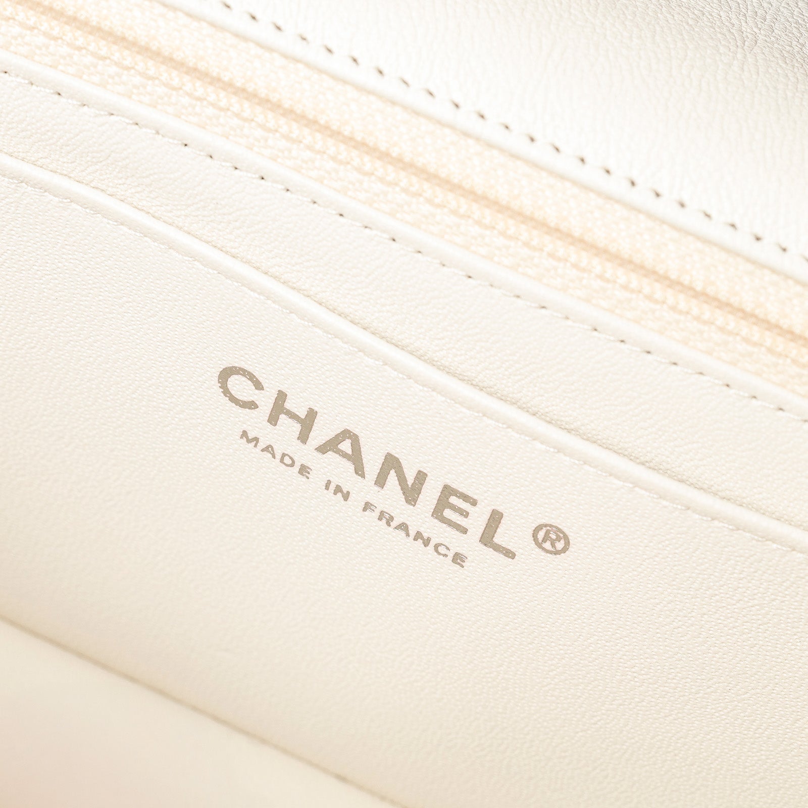 Chanel Mini Classic Flap bag White Calf Black Hardware