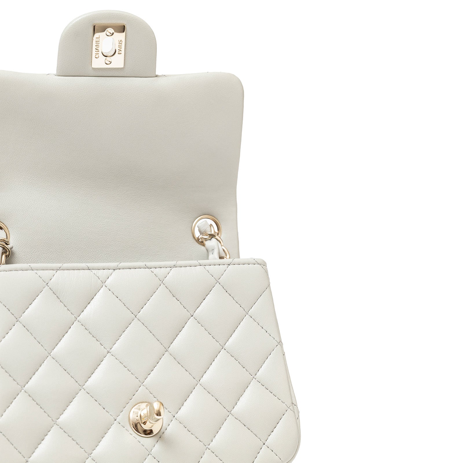 Chanel Mini Square Classic Flap bag Grey Lambskin Gold Hardware