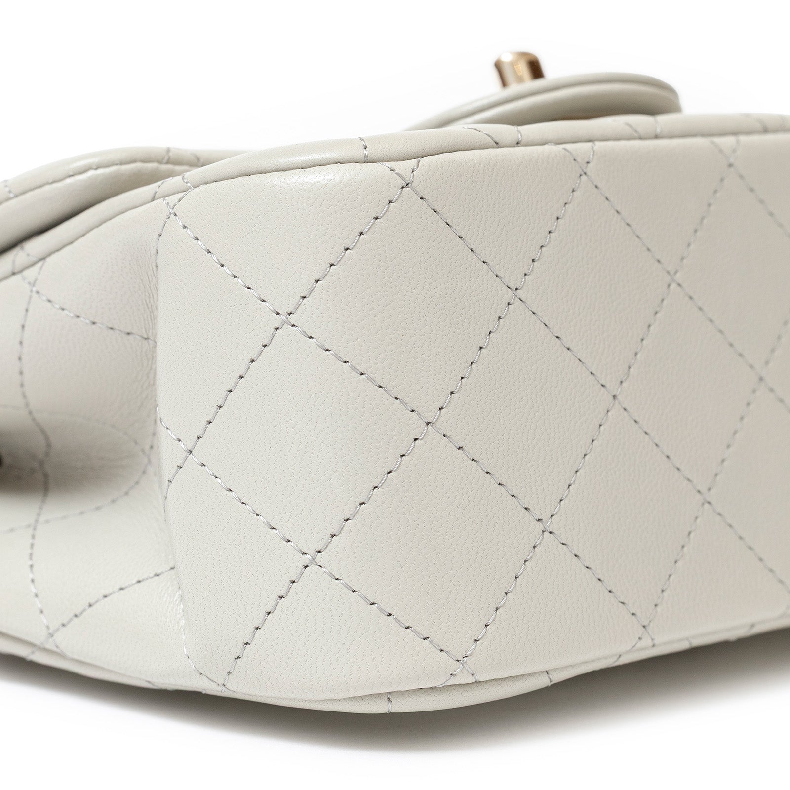 Chanel Mini Square Classic Flap bag Grey Lambskin Gold Hardware