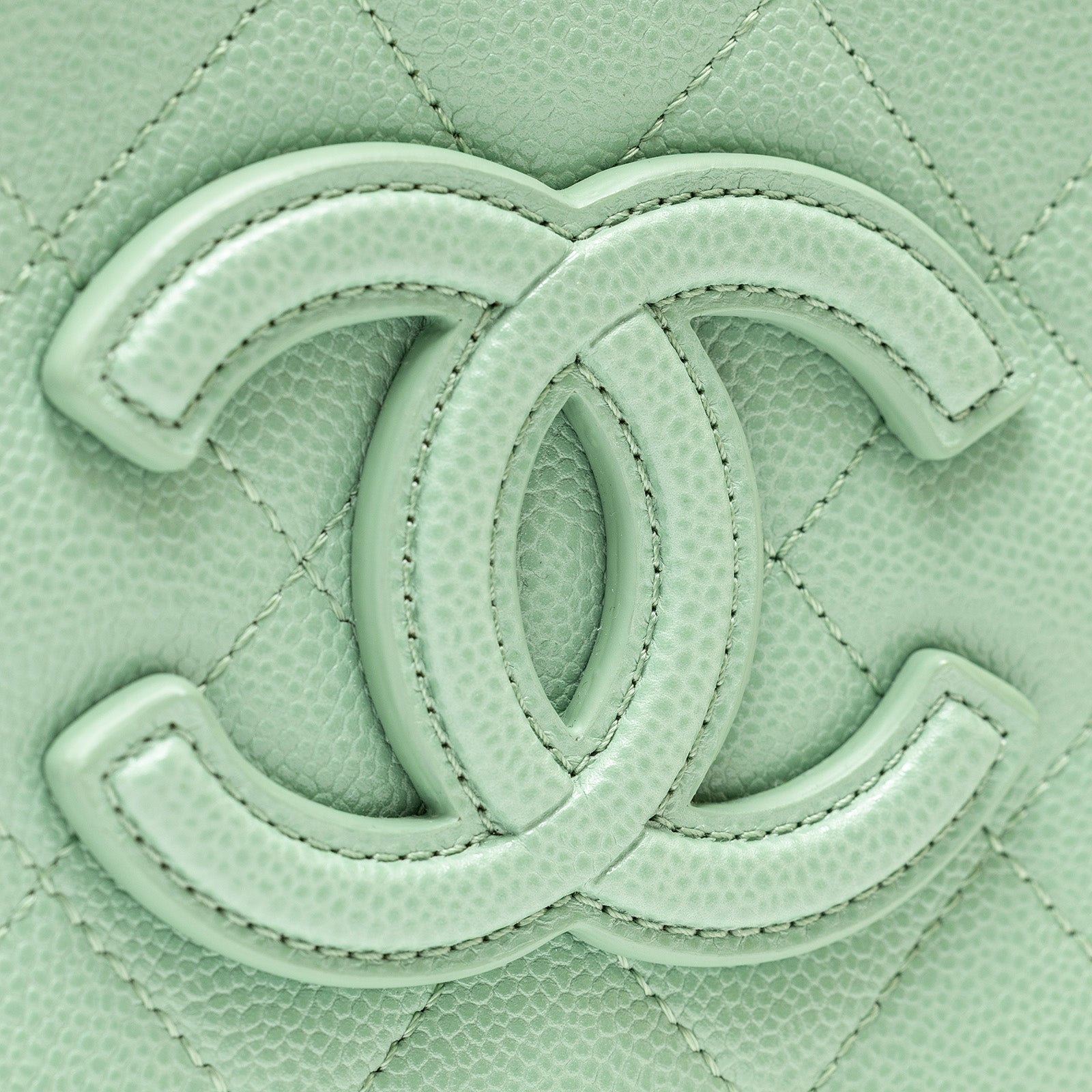 Chanel Top Handle Round Vanity Quilted Caviar Green Gold Hardware