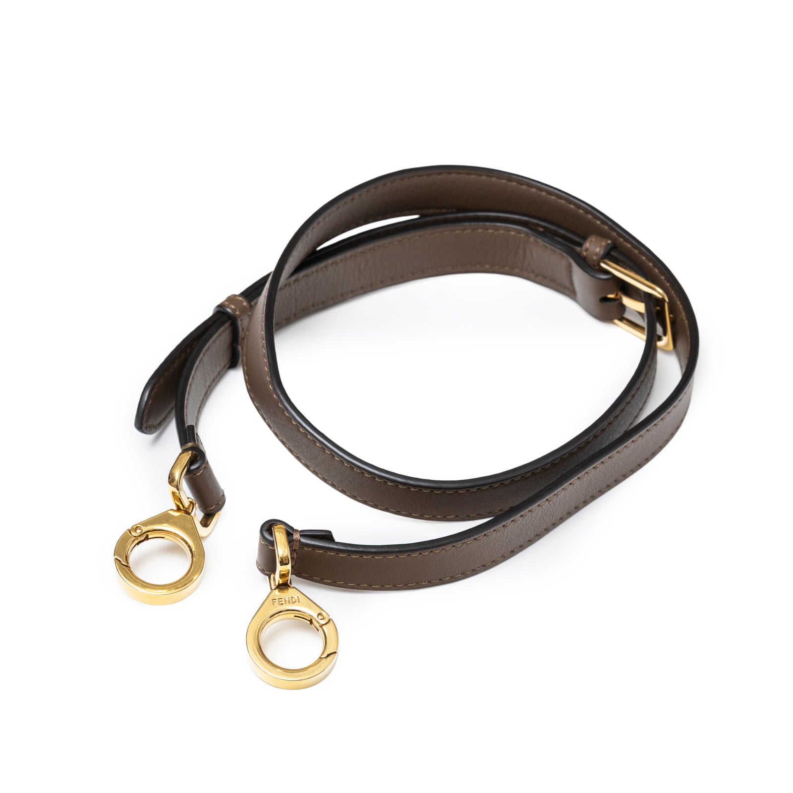 Adjustable calfskin shoulder strap with gold hardware for Fendi Peekaboo ISeeU Small Tricolour Etoupe Beige Rose