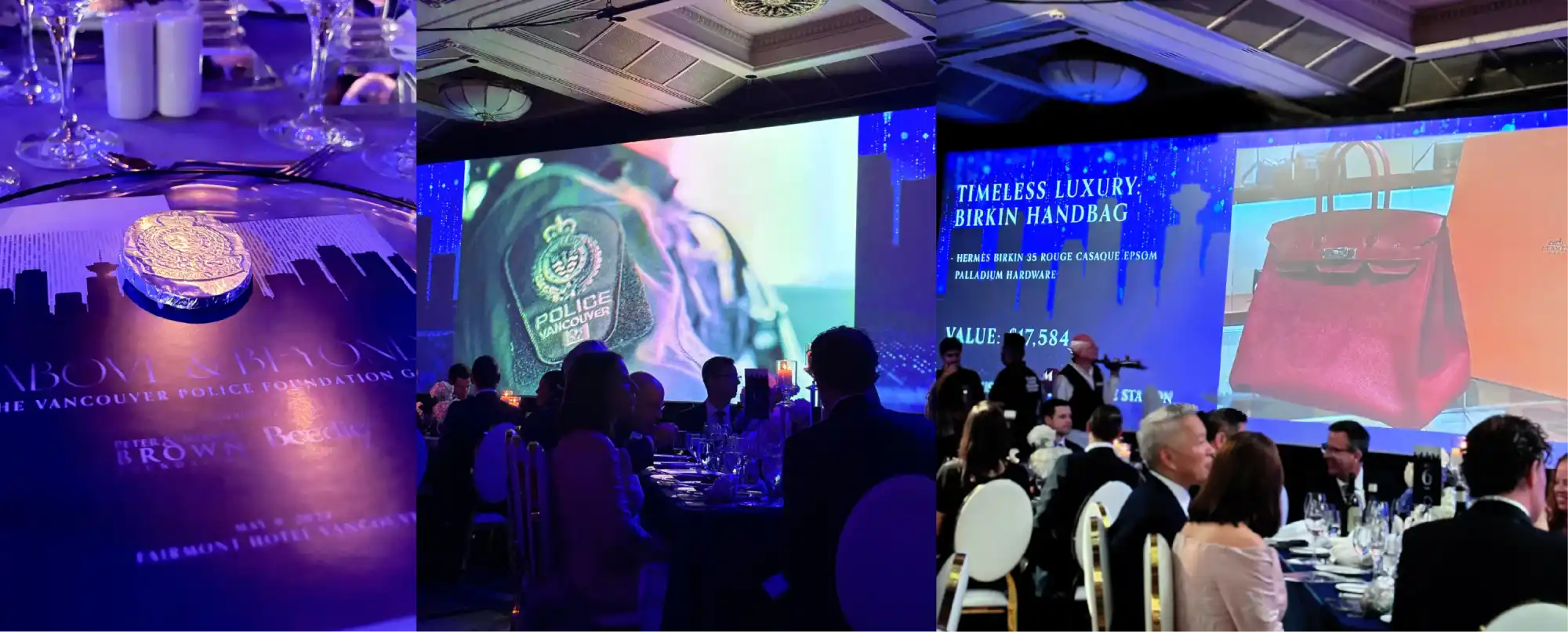 Gala event with luxury handbag auction.