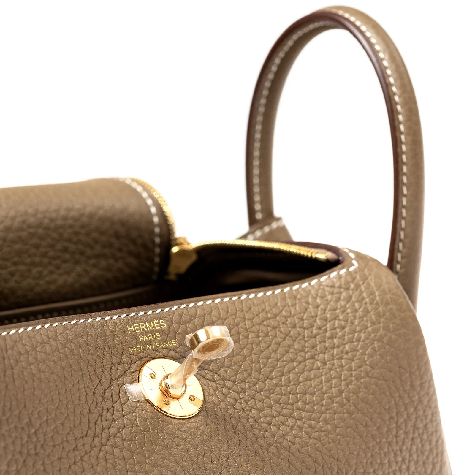 Hermès Mini Lindy II Etoupe Clemence Gold Hardware