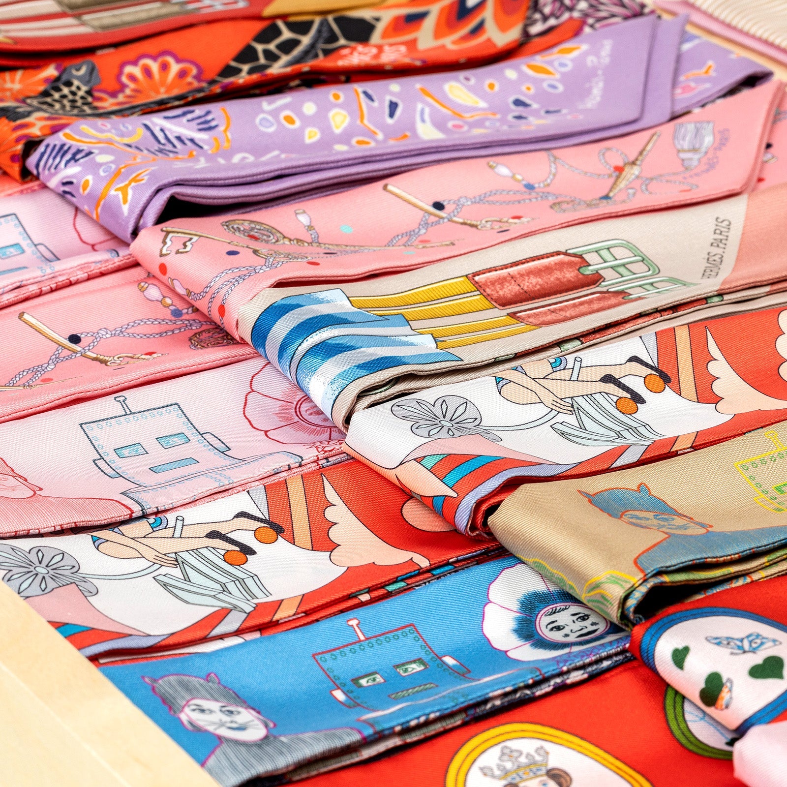Hermes 2020’s Multicolor Silk Twilly Scarves A Set of 23