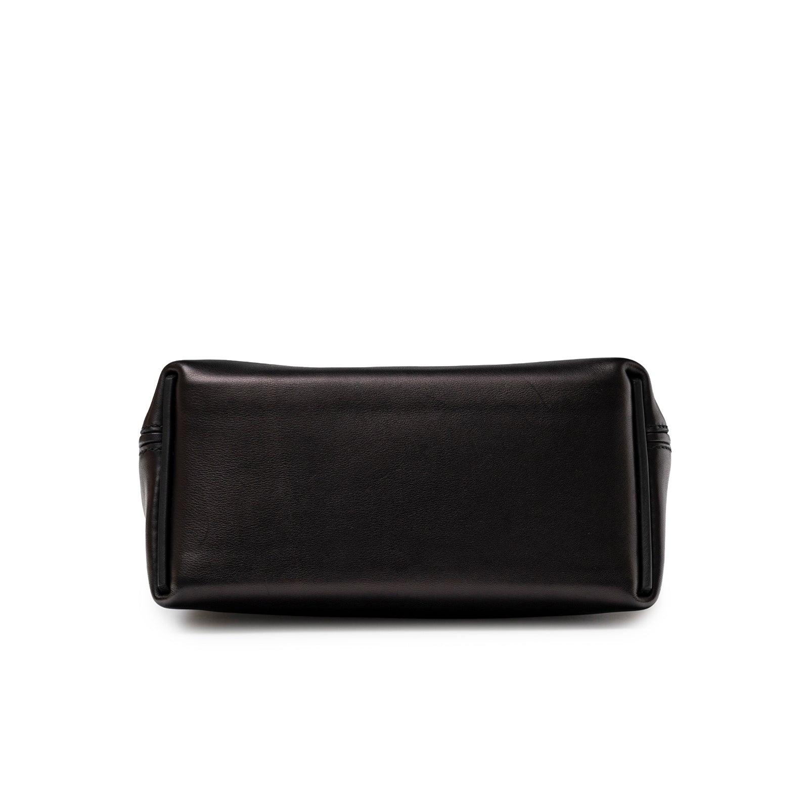 Bottom view of Hermès 24/24 21 Touch Black Lizard Volupto Gold Hardware showing smooth leather base details