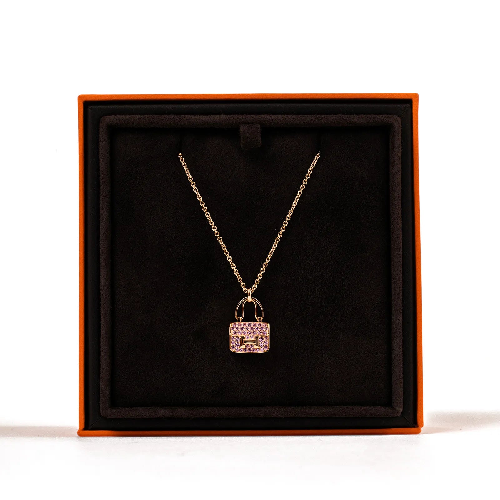 Hermès Amulettes Constance Pendant 18K Rose Gold and Pink Saphhire