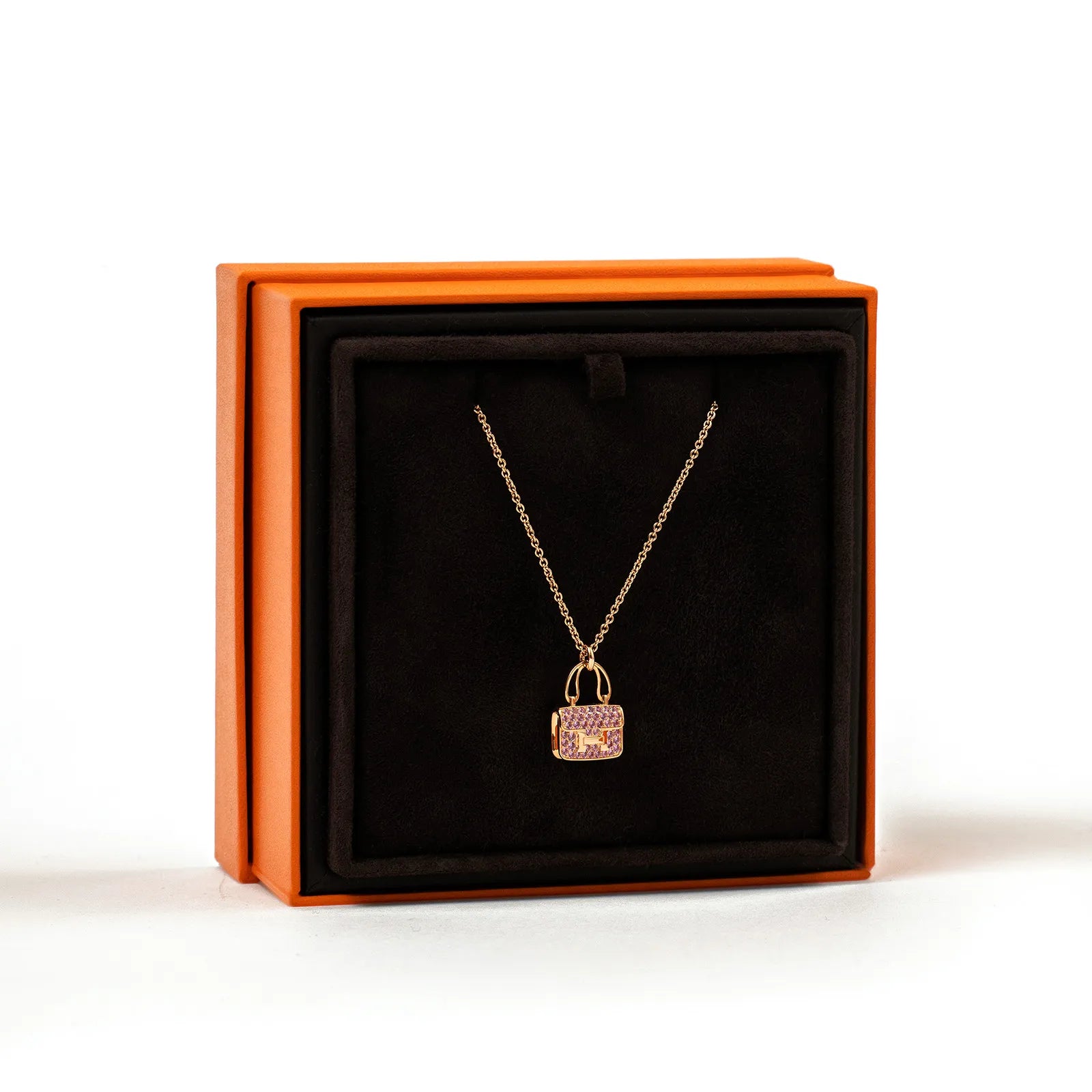 Hermès Amulettes Constance Pendant 18K Rose Gold and Pink Saphhire