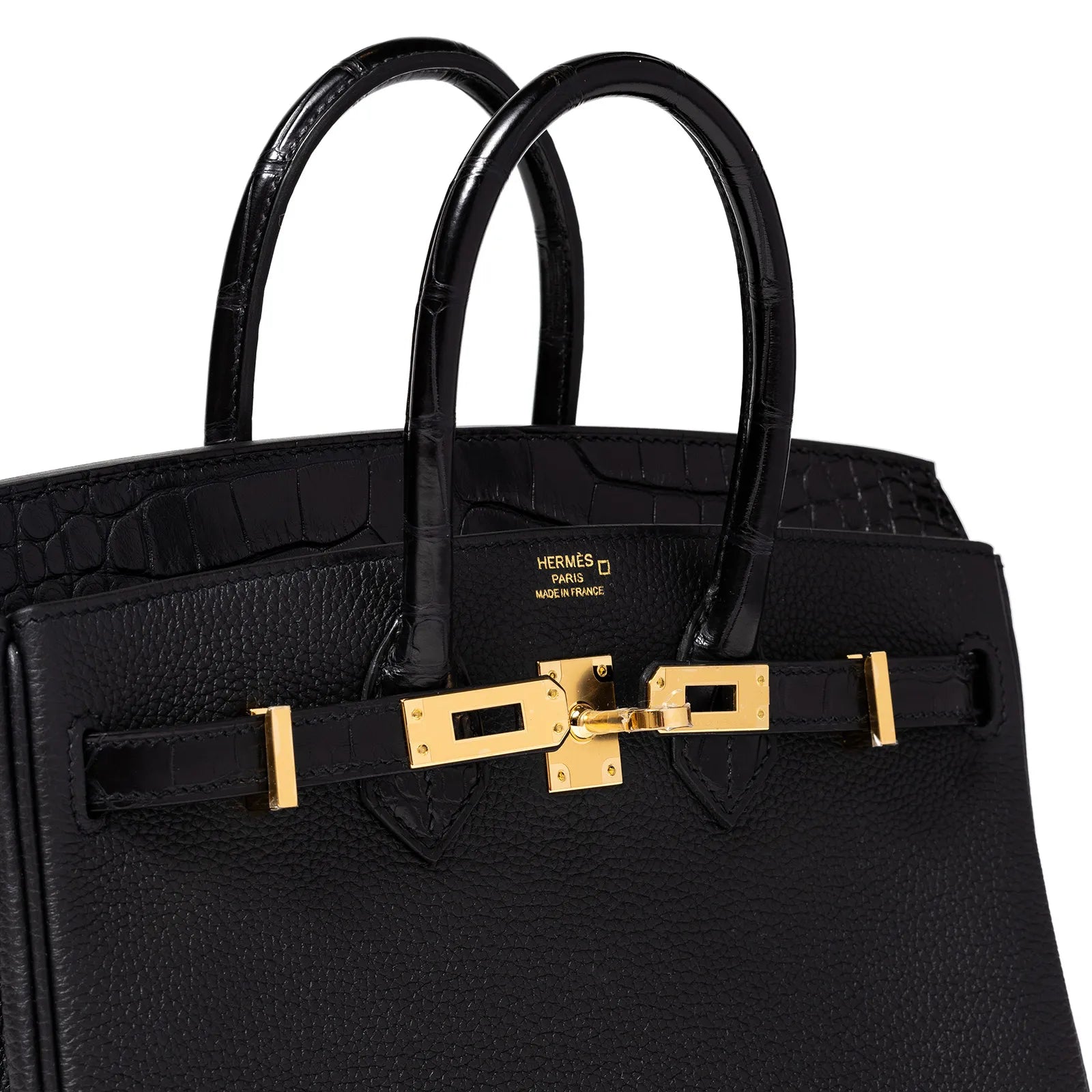 Hermès Birkin 25 Black Togo and Matte Alligator Touch Gold Hardware