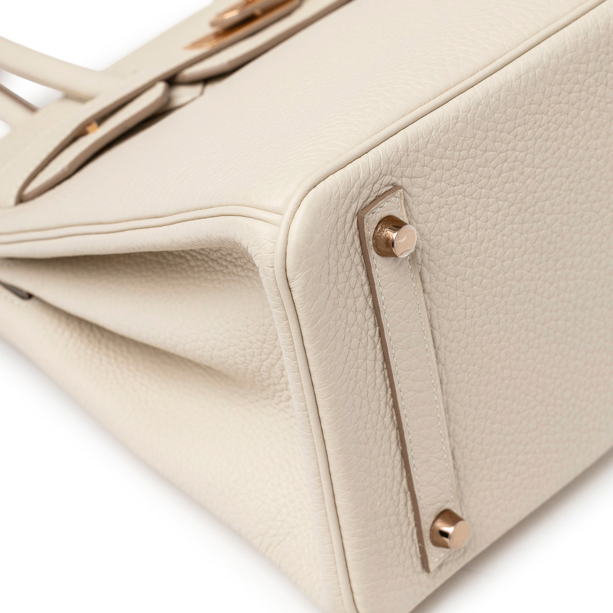 Hermès Birkin 30 Craie Togo Rose Gold Hardware corner detail