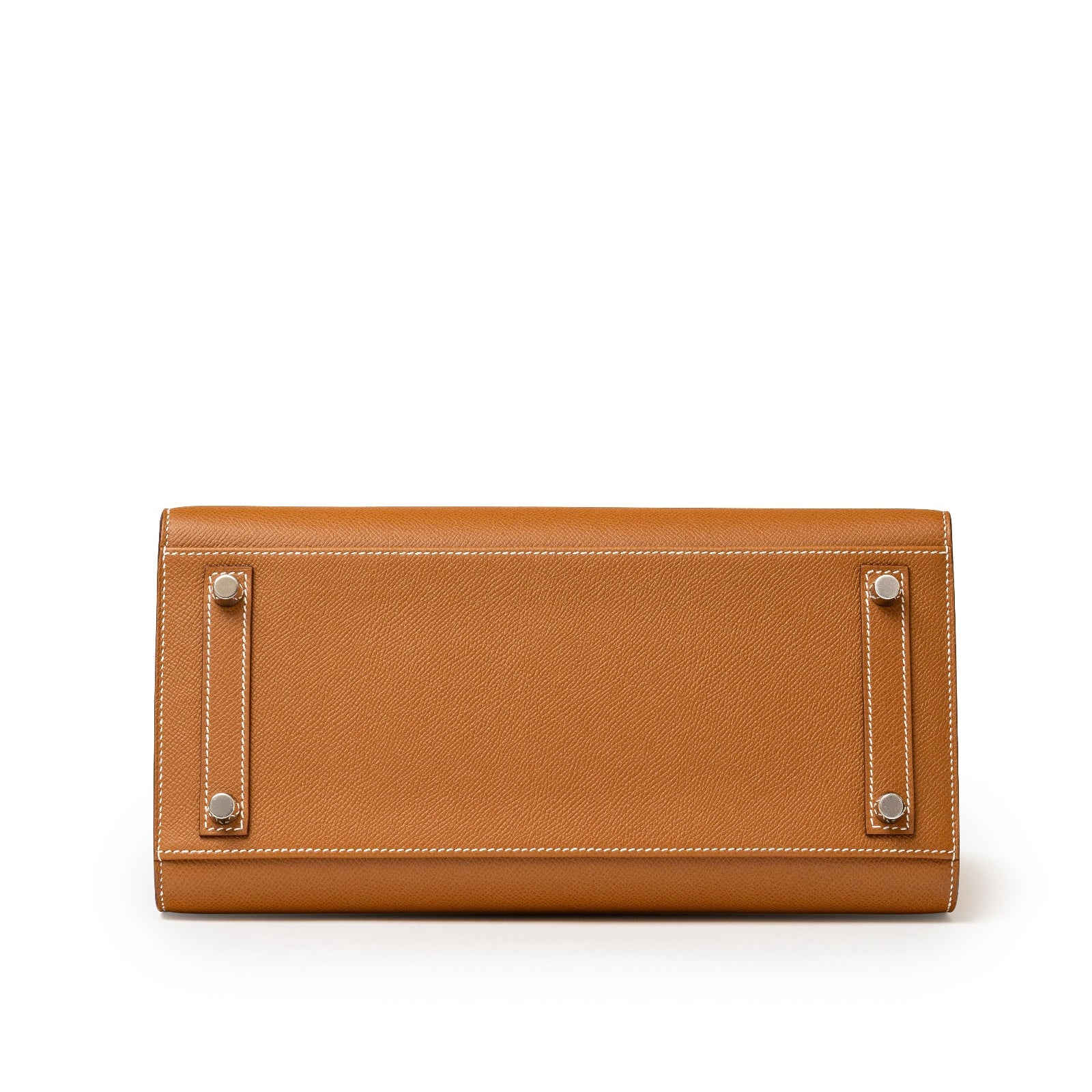 Bottom view of Hermès Birkin 30 Sellier Gold Epsom bag with palladium hardware Hermès