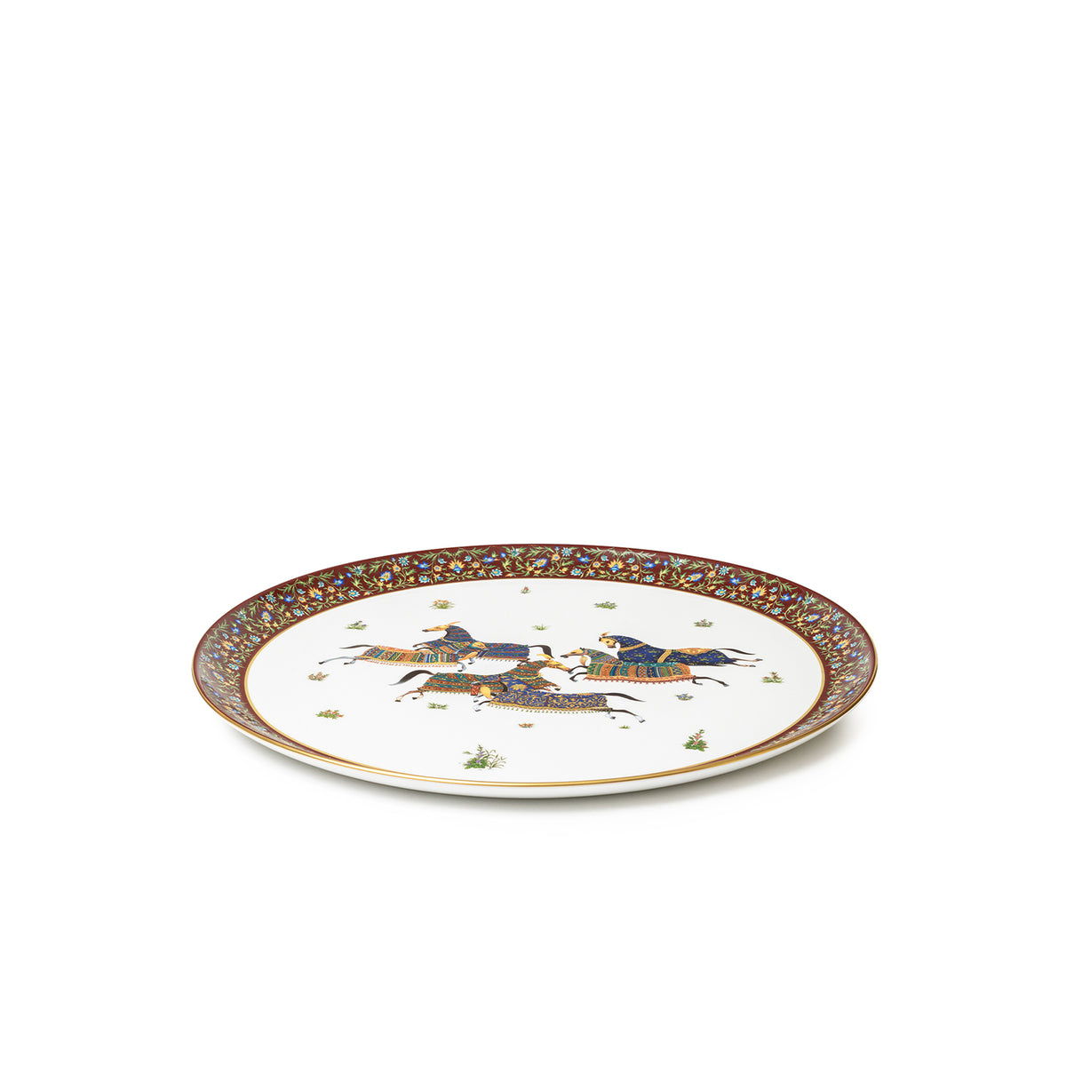 Hermès Cheval d'Orient round platter n°1 Large Model with equestrian motif and ornate border