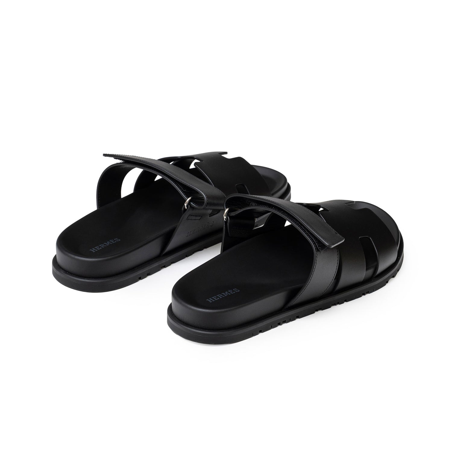 Hermès Chypre Sandal Men's Black Calf 40.5 - Back