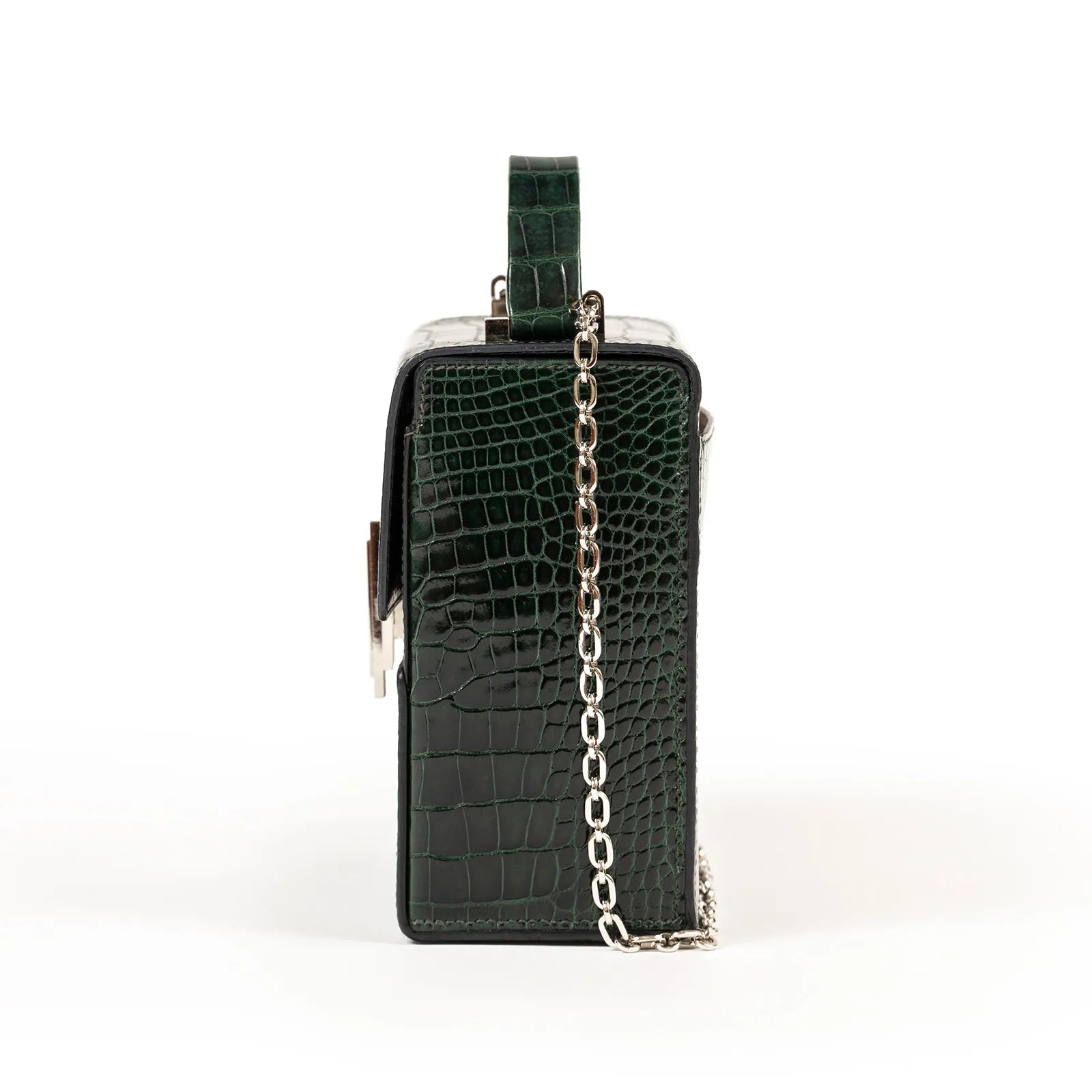 Hermès Cinhetic 18 Vert Fonce Shiny Alligator Palladium Hardware