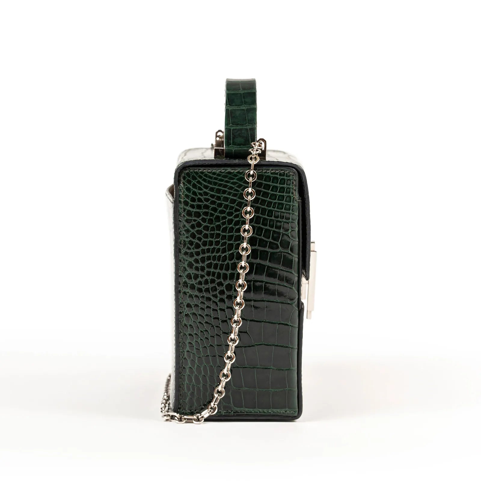 Hermès Cinhetic 18 Vert Fonce Shiny Alligator Palladium Hardware