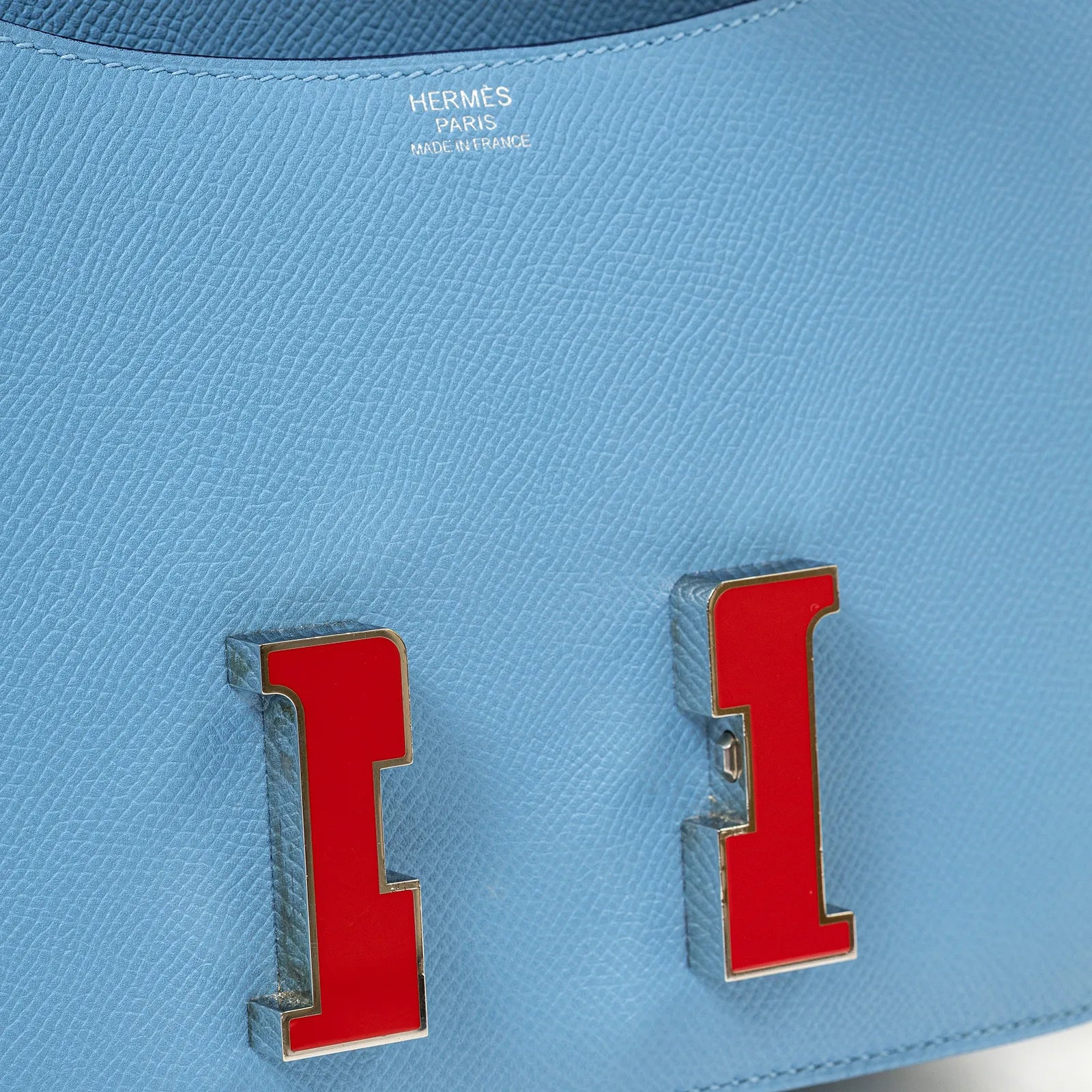 Hermès Constance 24 Blue Du Nord Epsom Rouge Enamel Hardware