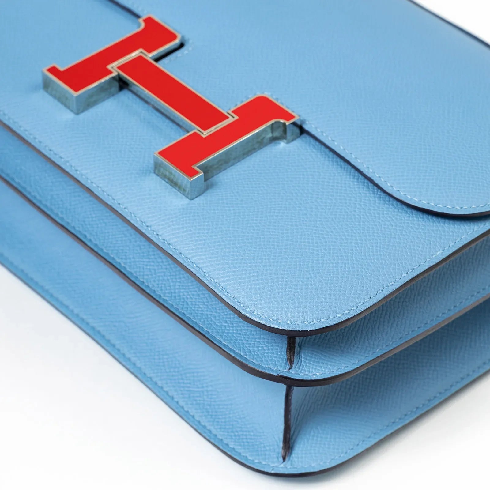 Hermès Constance 24 Blue Du Nord Epsom Rouge Enamel Hardware